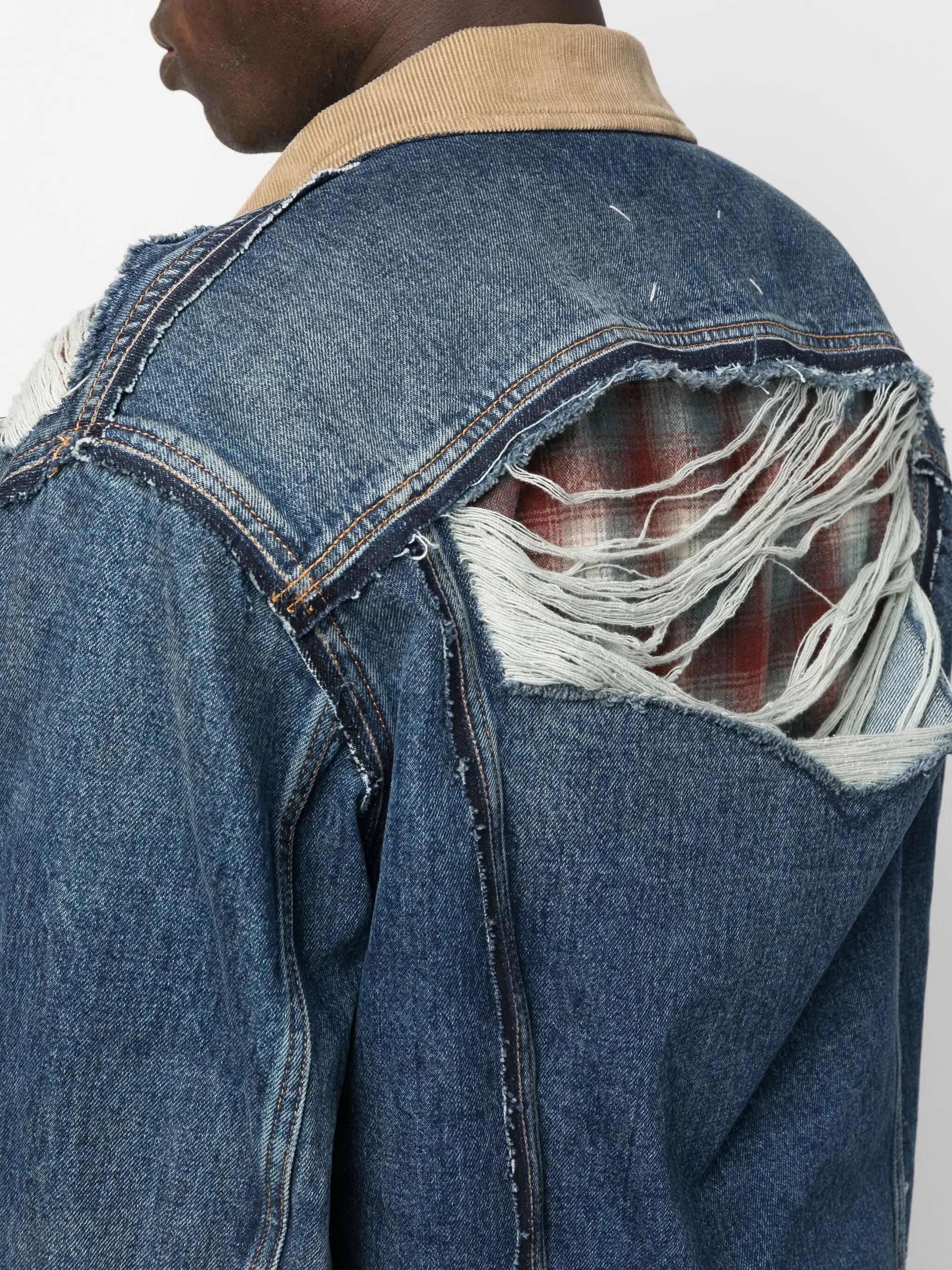 Maison Margiela o1w1db10525 Distressed Denim Jacket in Blue Size US S / EU 44-46 / 1 - 5 Thumbnail
