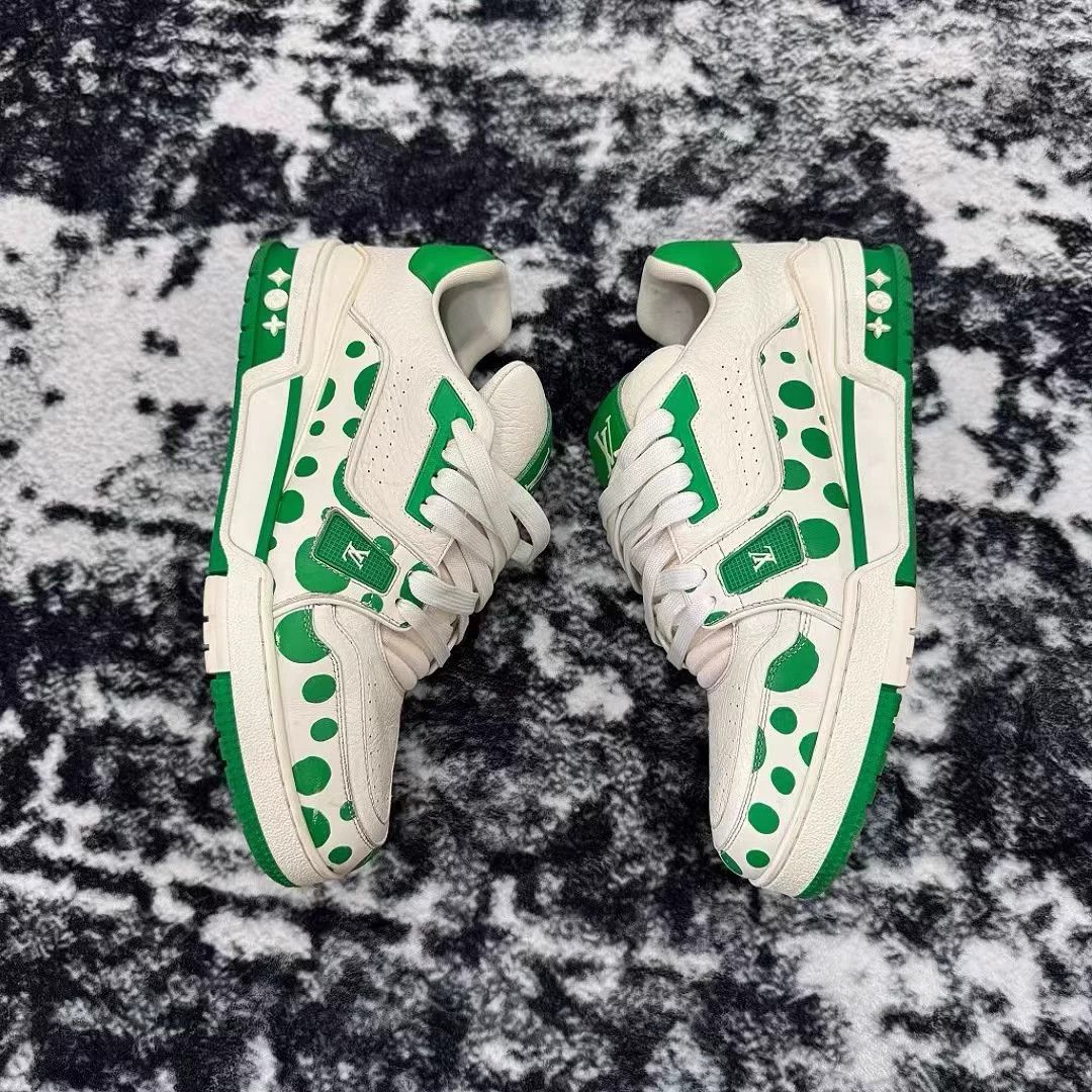 Louis Vuitton LV Trainer X Yayoi Kusama White Green 42.5/8.5 Size US 8.5 / EU 41-42 - 3 Thumbnail