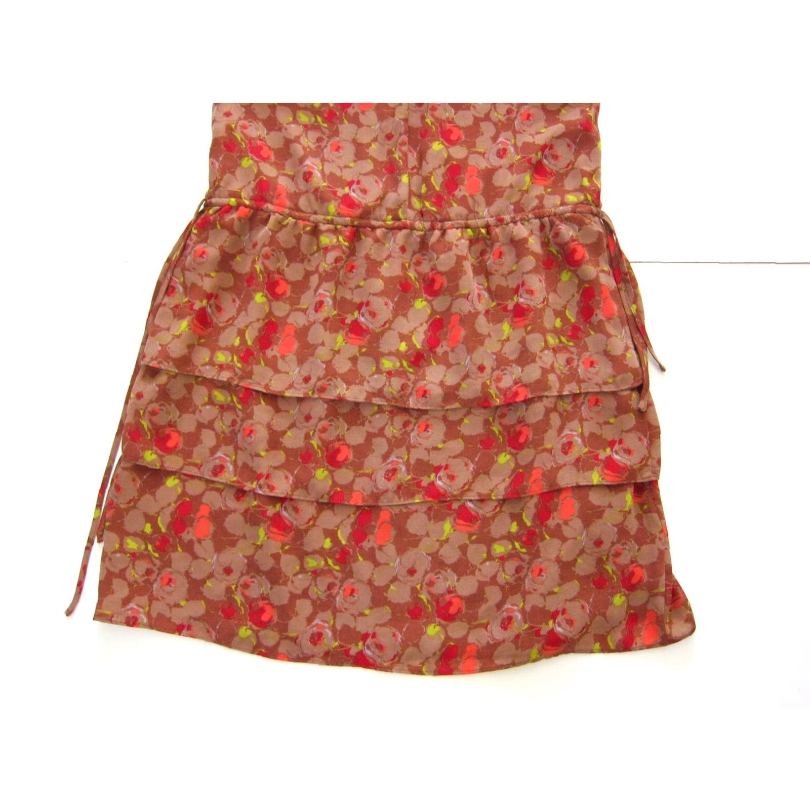 Gap Gap Floral Sleeveless Tank Dress L - Pink Brown Red Floral Ruffle Sheath Shift Tunic Sun Dress - 100% polyester - L - Women - Gap Size L / US 10 / IT 46 - 6 Thumbnail
