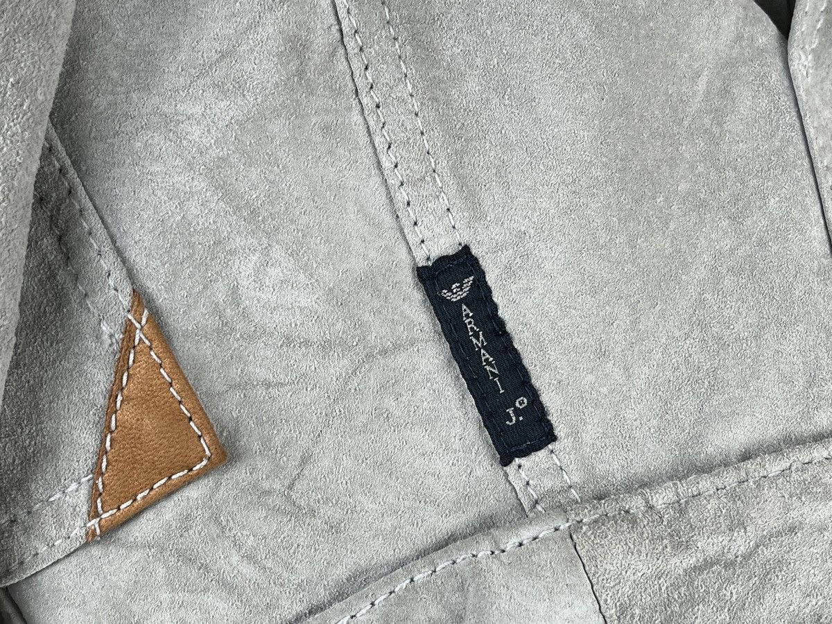 Armani × Vintage Armani Jeans Vintage Grey Leather Rare Streetwear Jacket Size S / US 4 / IT 40 - 11 Thumbnail