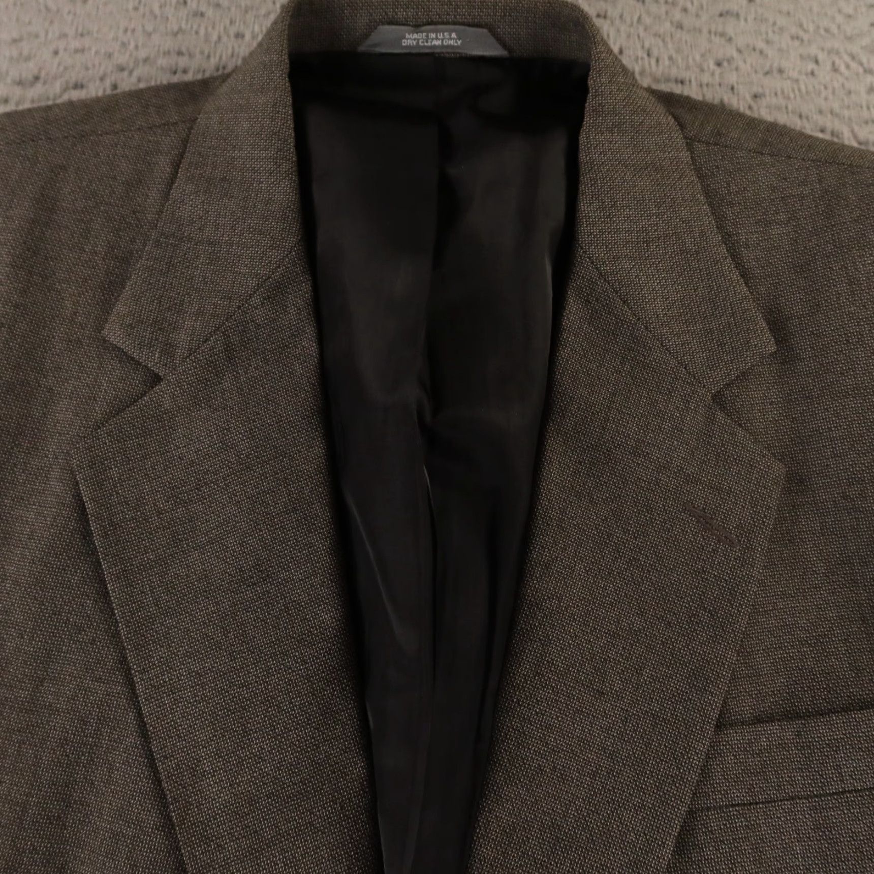 VINTAGE Haggar Wool Tweed Blazer Jacket Men's 48R Gray Brown Houndstooth 2-Button Notch Lapel Slim Fit 100% Wool USA 80s 90s Casual Formal Blazer Mens