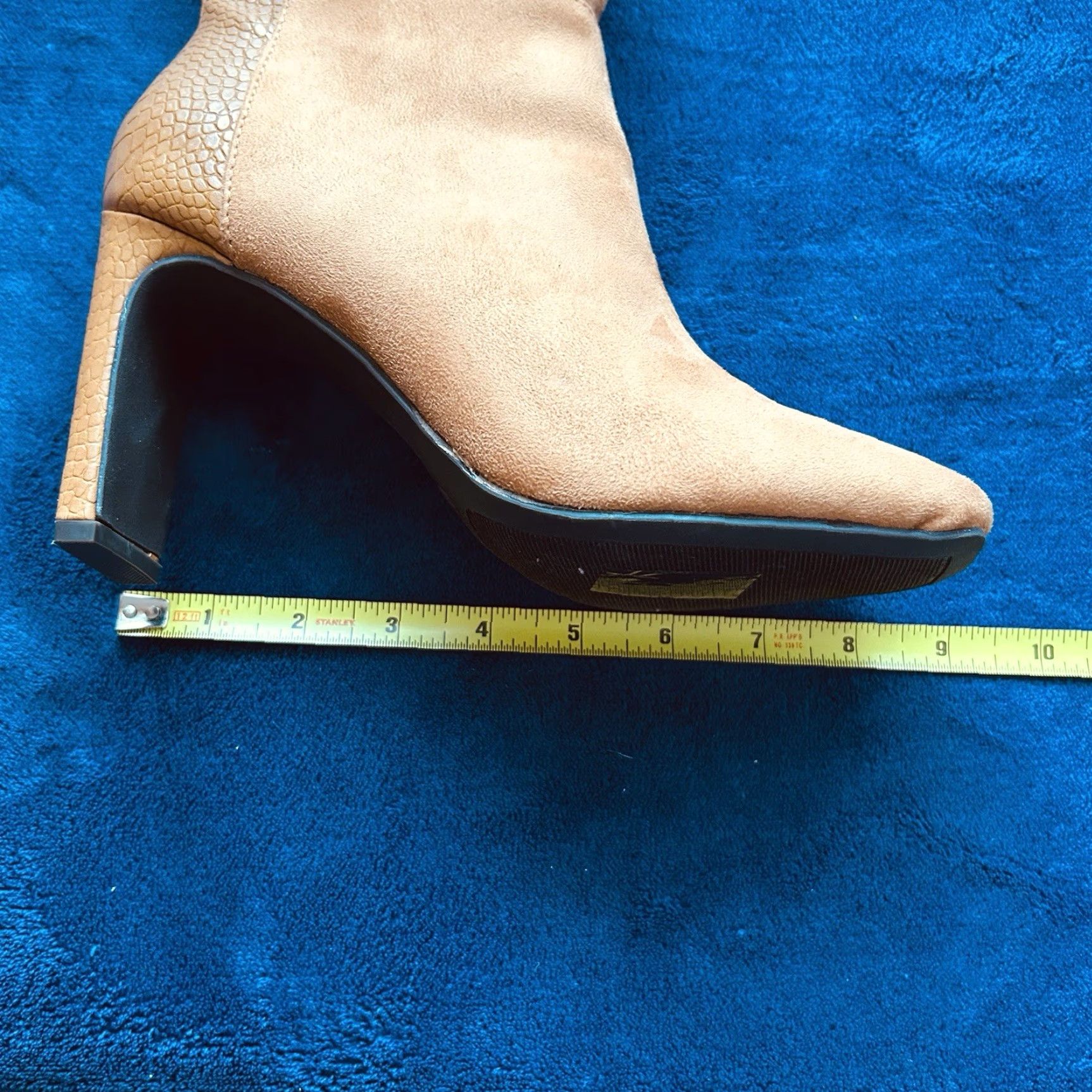 Vintage VINTAGE? No — Knee High Boots Women 7.5 Brown Faux Snake Skin Sued Side Zipper High Heel Block Western Amazon Boots Size US 8 / IT 38 - 7 Thumbnail