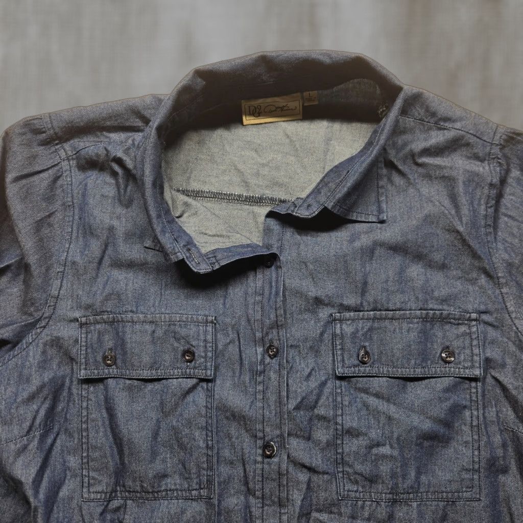 Vintage Diane Gilman DG2 Women’s Blue Button-Up Shirt Casual Long Sleeve Cotton Size Large Size L / US 10 / IT 46 - 1 Thumbnail
