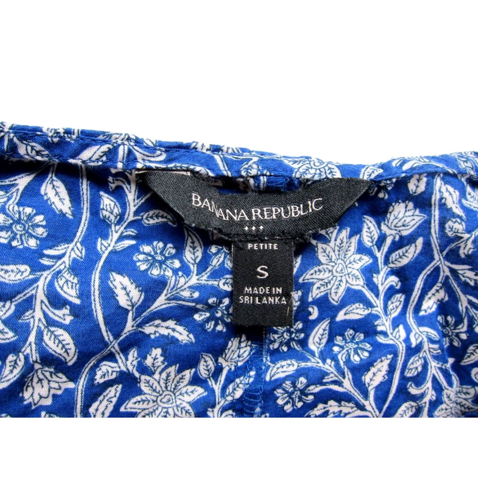 Banana Republic Banana Republic Cotton Blue White Floral V-Neck Long Sleeve Tunic Dress Small Size S / US 4 / IT 40 - 3 Thumbnail