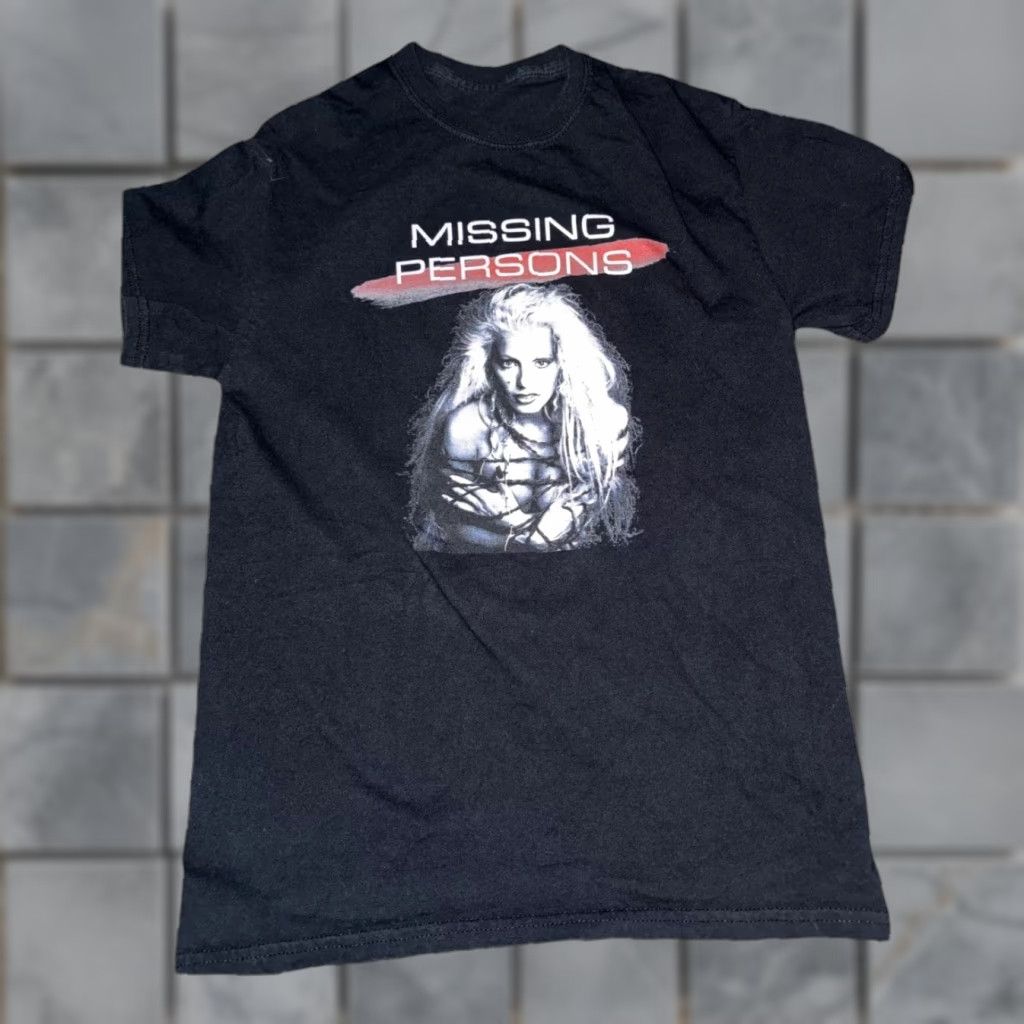 Vintage VINTAGE Missing Persons Terry in Chains Band T-Shirt Black S Mens 17x25 80s New Wave Graphic Print Size US S / EU 44-46 / 1 - 1 Thumbnail