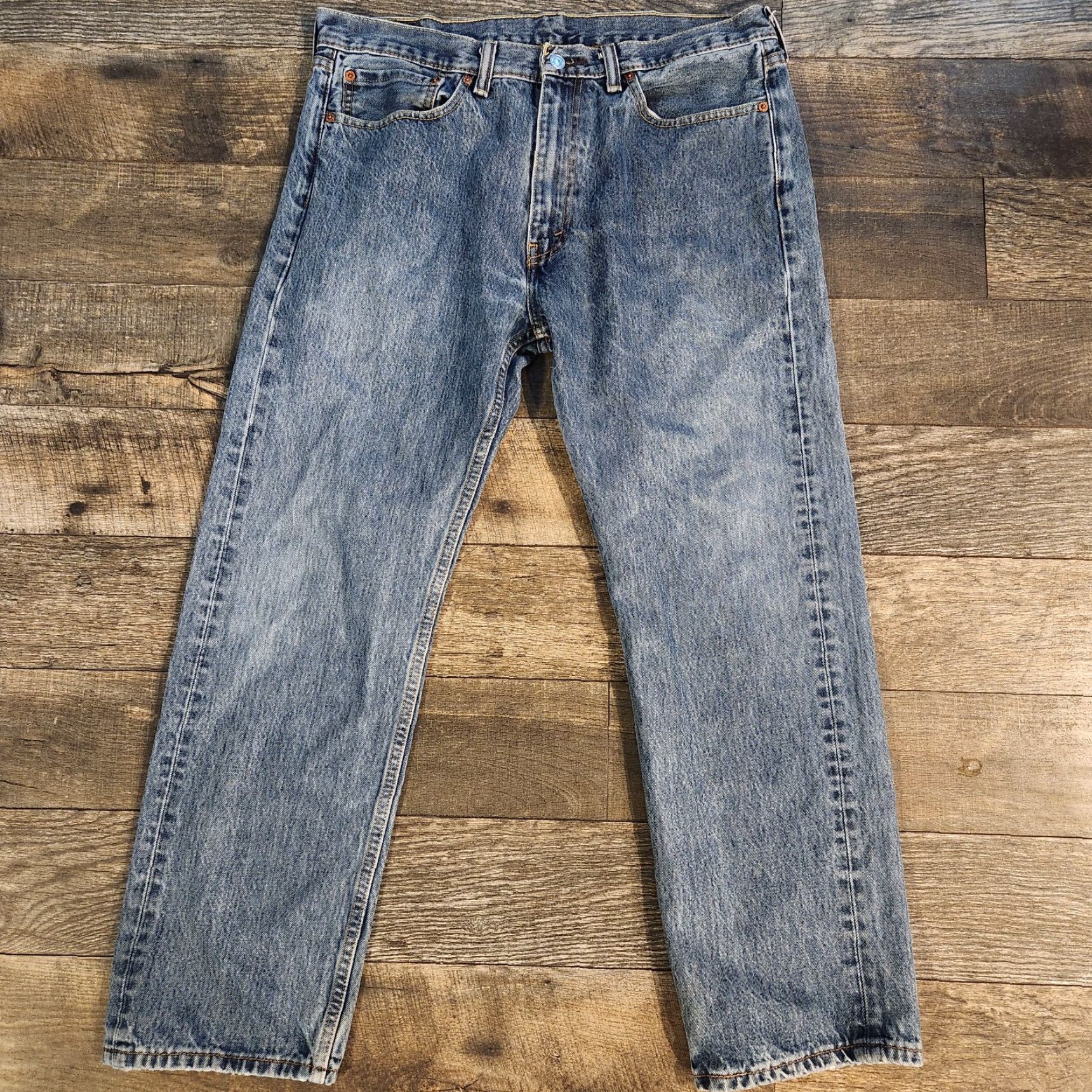 Levi's Levi's 505 Jeans 36x30 Blue Light Wash Straight Regular Denim Mens Regular Fit Pocket 5-Color Blue Size US 36 / EU 52 - 2 Thumbnail