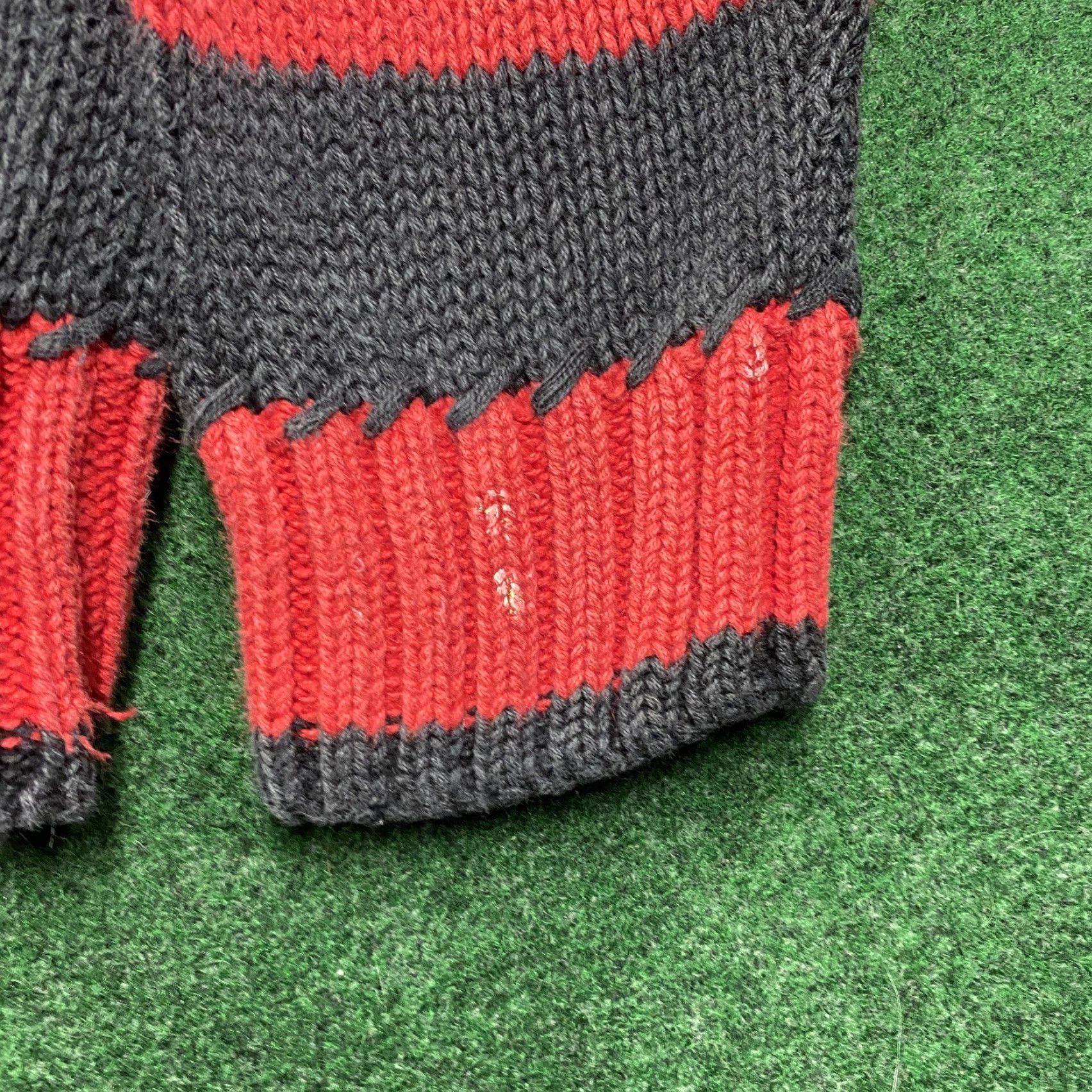 Vintage VINTAGE Striped Knit Sweatshirt Mens L Red Y2K Heavy Full Zip Sweater Cage? Size US L / EU 52-54 / 3 - 5 Thumbnail
