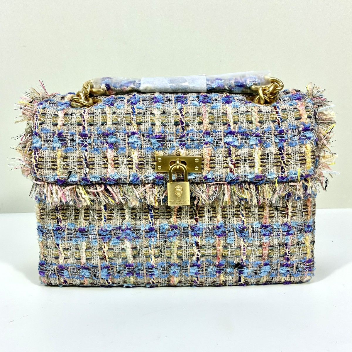 Kurt Geiger Kurt Geiger London Brixton Tweed Lock Bag Lilac NEW Shoulder Size ONE SIZE - 1 Thumbnail