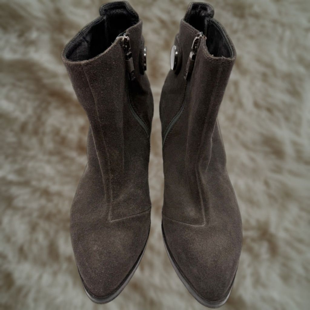 Vintage Alberto Fermani Womens Suede Ankle Boots Sz 39 9 Brown/Gray Zipper Bootie Leather Sole Boots Size US 9 / IT 39 - 1 Thumbnail