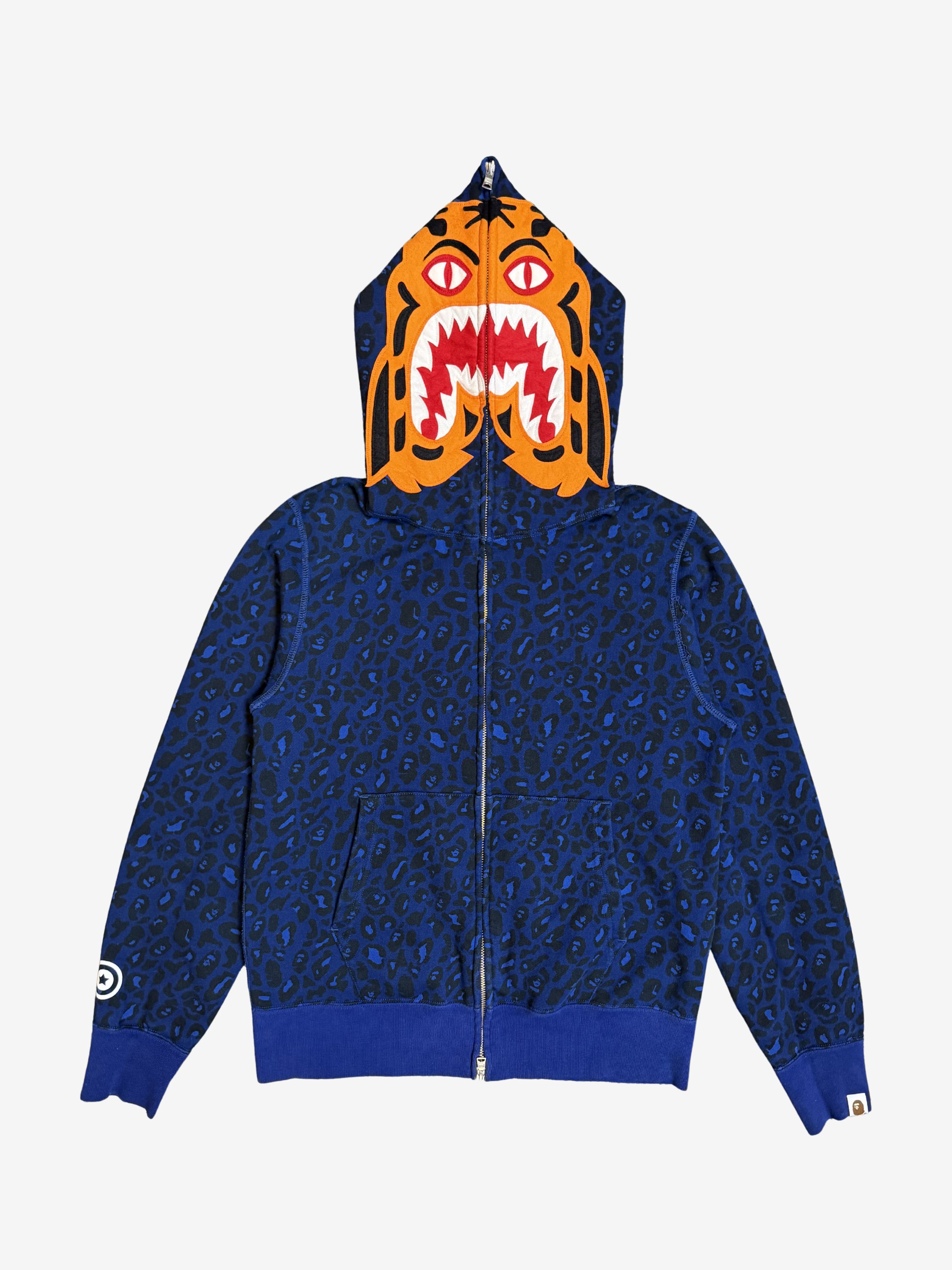 Bape A Bathing Ape Blue Cheetah Tiger Shark Full Zip Shark Hoodie Size US M / EU 48-50 / 2 - 1 Thumbnail