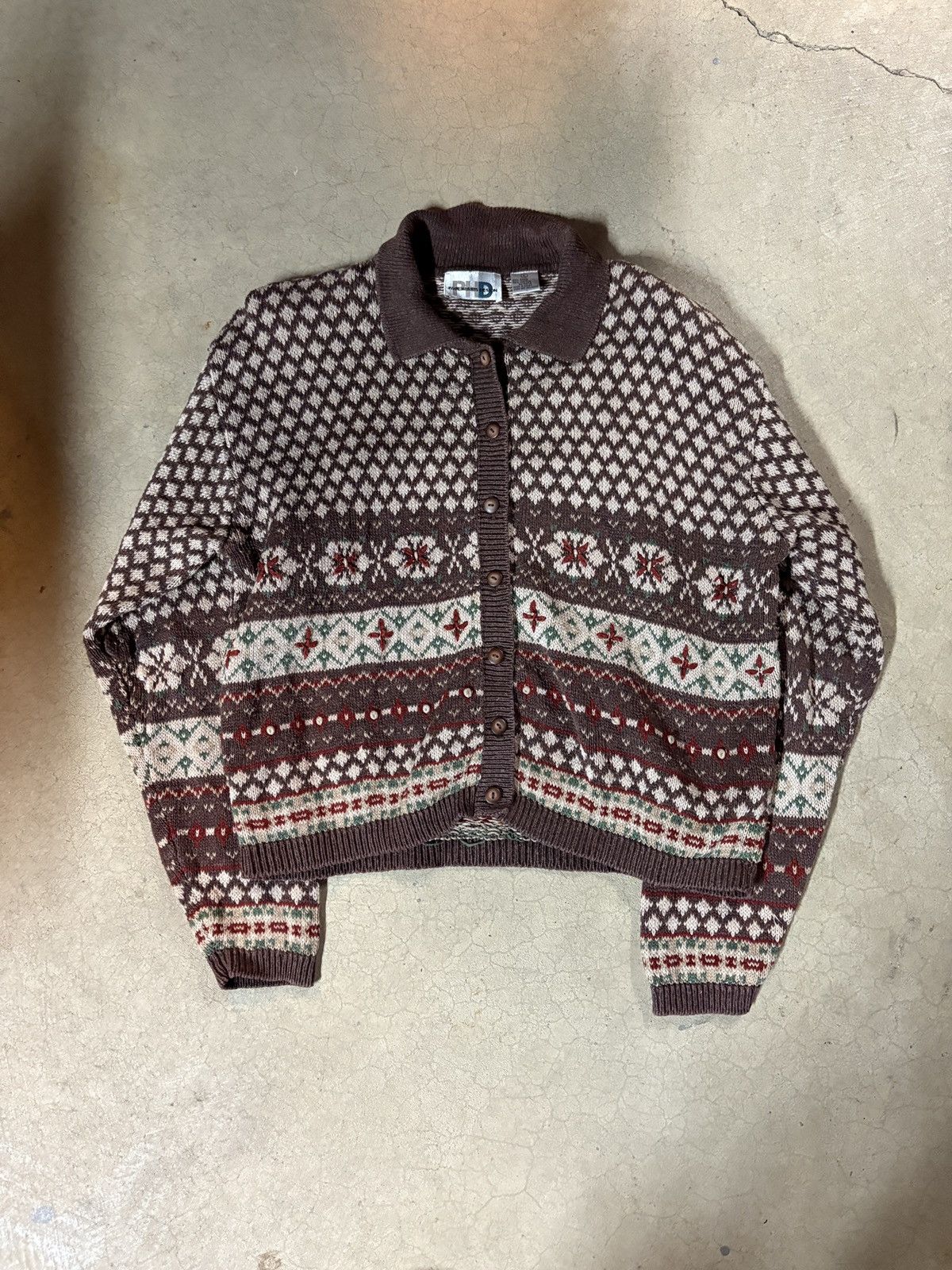 Other Vintage 90s Paul Harris Design Winter Cardigan Knit Sweater Size L / US 10 / IT 46 - 1 Thumbnail