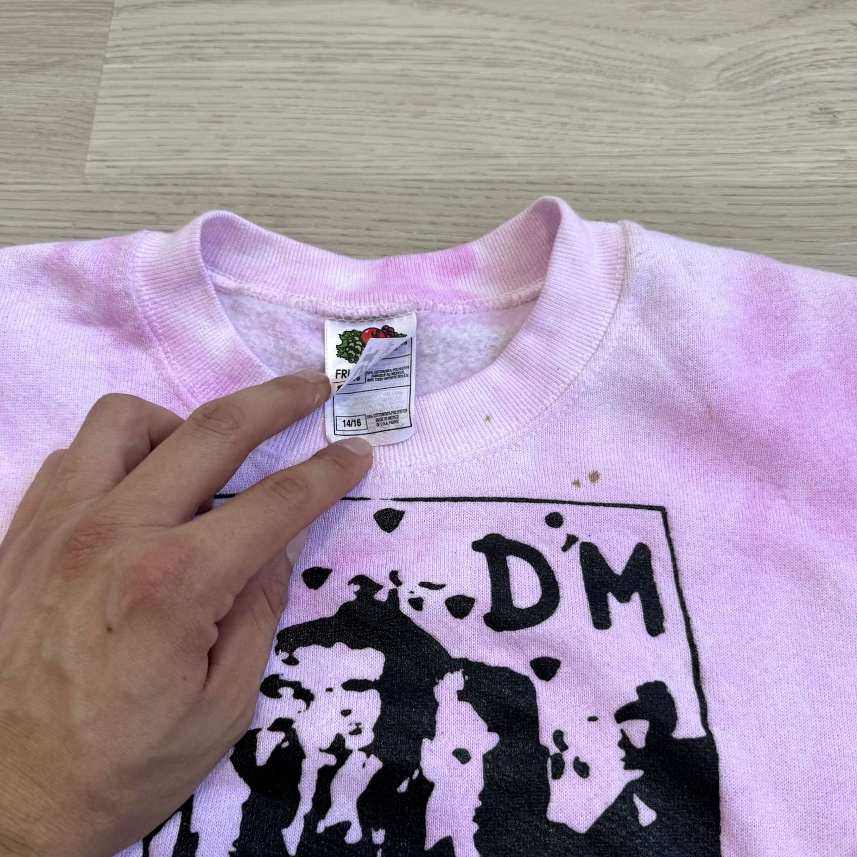 Fruit Of The Loom VINTAGE Depeche Mode Sweatshirt Crewneck Women’s Pink Cut Off Grunge New Wave Cropped Pullover Sweatshirt 90s Mens Women Size XL / US 12-14 / IT 48-50 - 3 Thumbnail