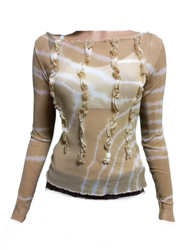 Japanese Brand Tan MESH LONGSLEEVE sz S Size S / US 4 / IT 40 - 1 Thumbnail