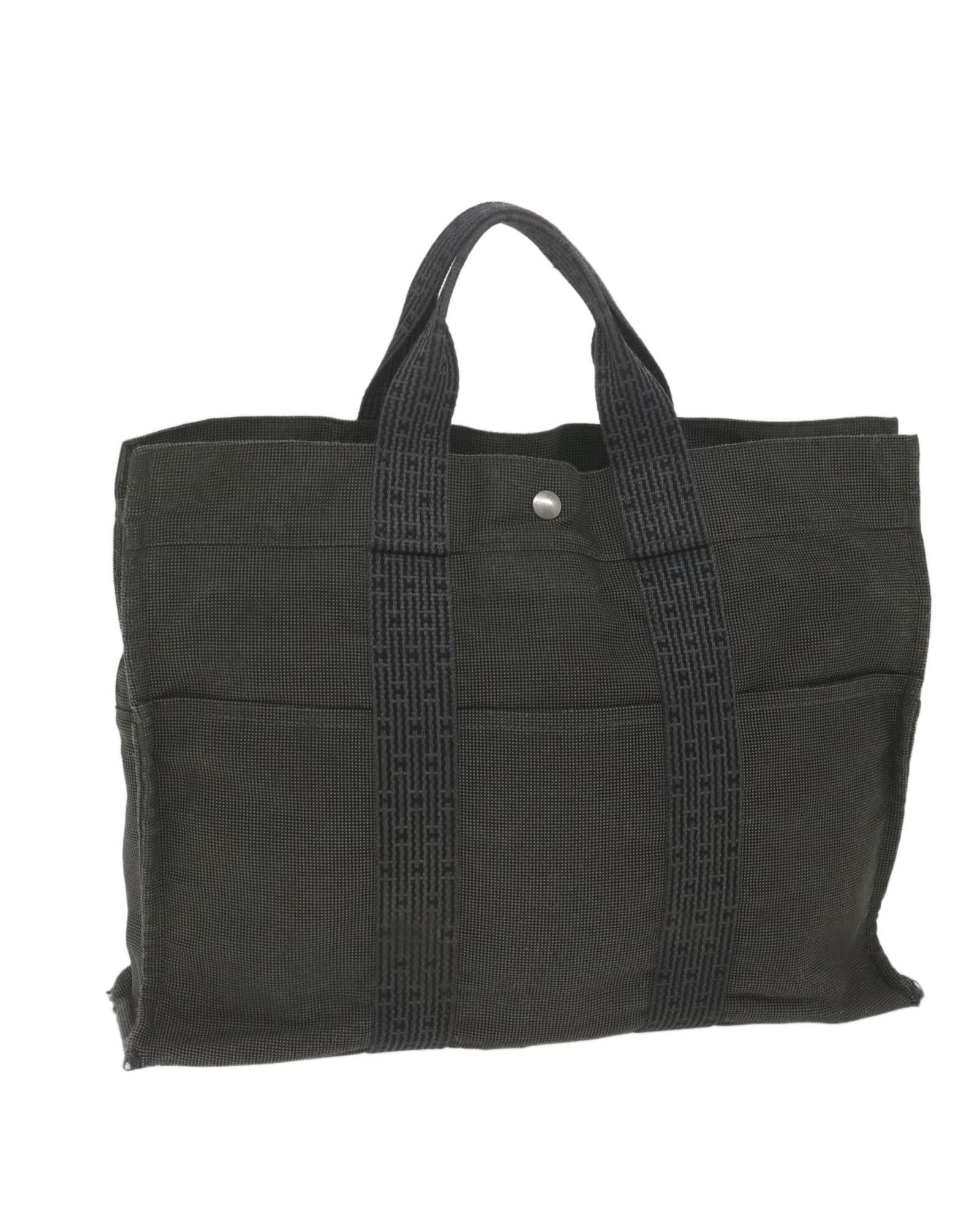 image of Gray Canvas Tote Bag With Accessory - Authentic Hermes in Grey, Women's