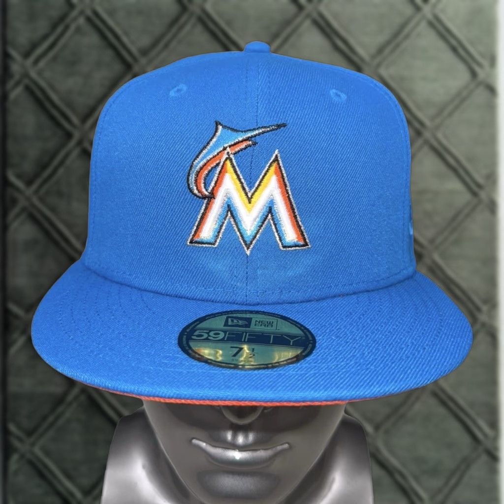 New Era New Era Hat Miami Marlins ASG All Star Game Club Exclusive Fitted Hat 7 1/2 Blue Mens Baseball Cap Stars Size 7 1/2 Size ONE SIZE - 1 Thumbnail