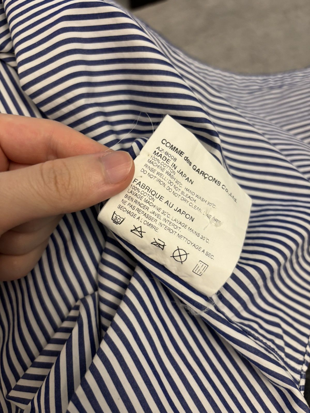 Comme des Garcons Comme Des Garcons Navy striped shirt Size US L / EU 52-54 / 3 - 5 Thumbnail