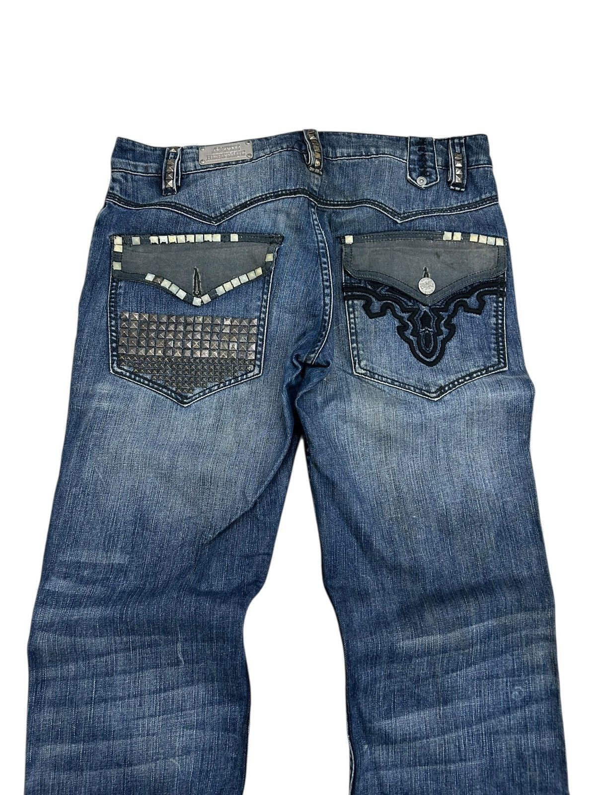 20471120 × GOSTAR DE FUGA × Japanese Brand Antik Heritage Denim Baggy Style Studded Mud Washed Distress Size US 34 / EU 50 - 11 Thumbnail