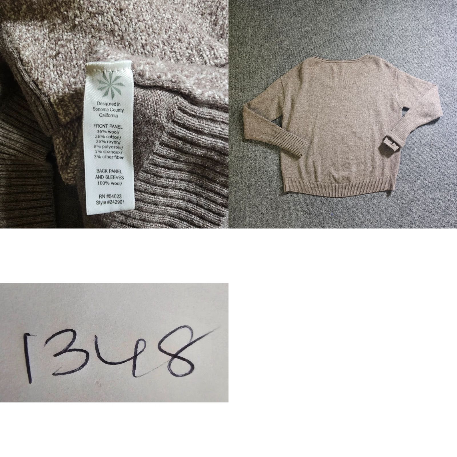 Athleta Athleta Sweater Top Womens Medium Beige Knit Wool Long Sleeve Texture Casual Size M / US 6-8 / IT 42-44 - 8 Thumbnail