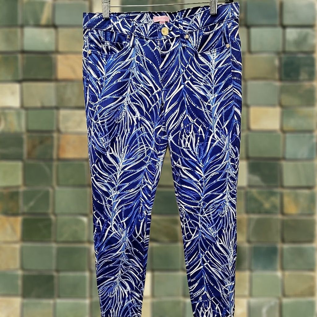 Lilly Pulitzer NWT Lilly Pulitzer Skinny Crop Pants Womens 10 Twilight Blue Size 32" / US 10 / IT 46 - 1 Thumbnail