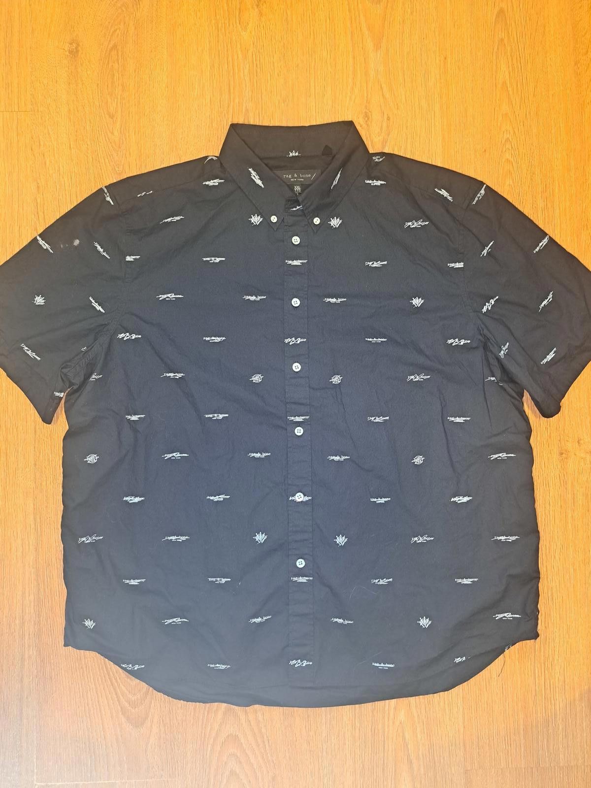 Rag & Bone Rag & Bone Button Up Shirt Mens XXL Black Logo Cotton Size US XXL / EU 58 / 5 - 1 Thumbnail