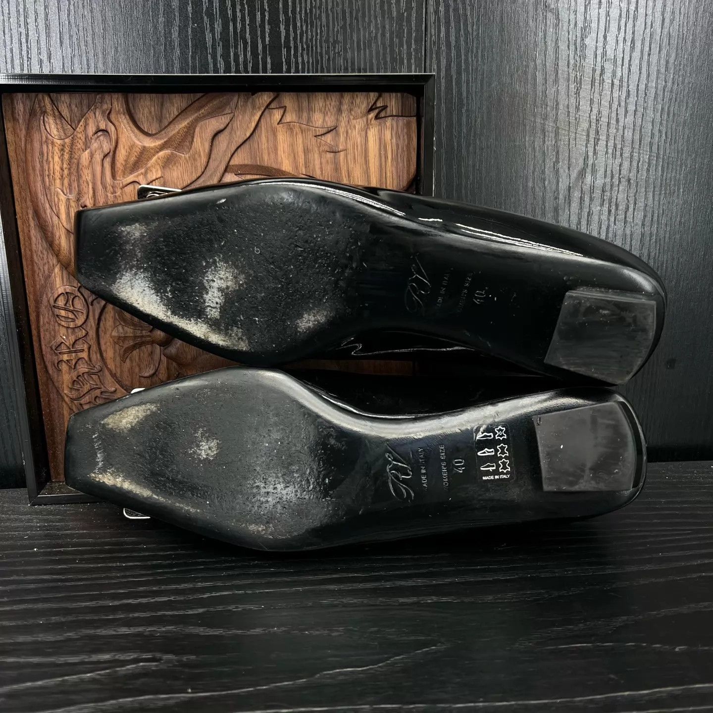 Roger Vivier RV low heel square toe pumps black silver size 40 Size US 11.5 / IT 41.5 - 6 Thumbnail