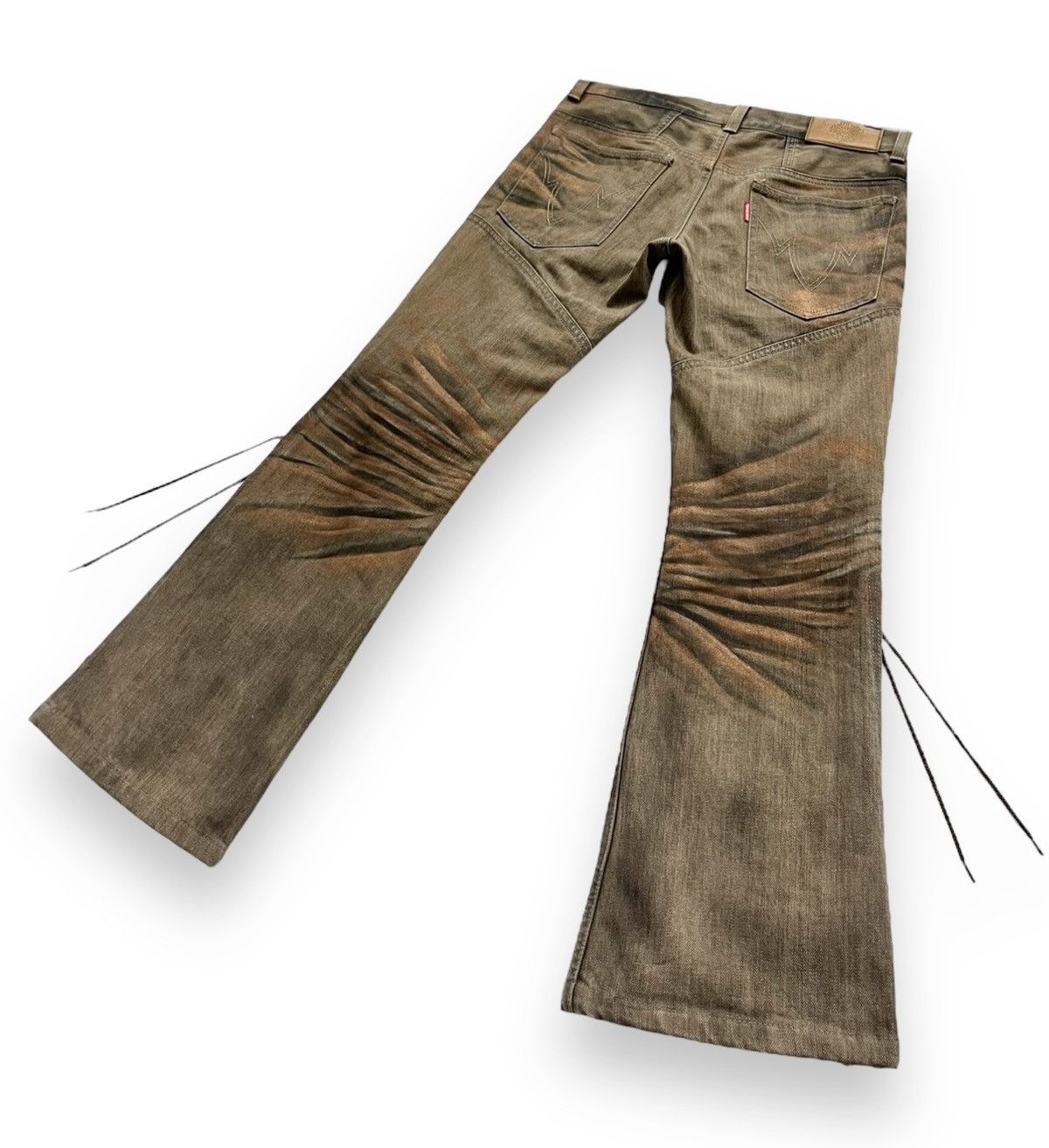 Tornado Mart 🔥TORNADO MART Smoke Brown Gold Dust Whisker Laced Leg Flare Size US 28 / EU 44 - 5 Thumbnail