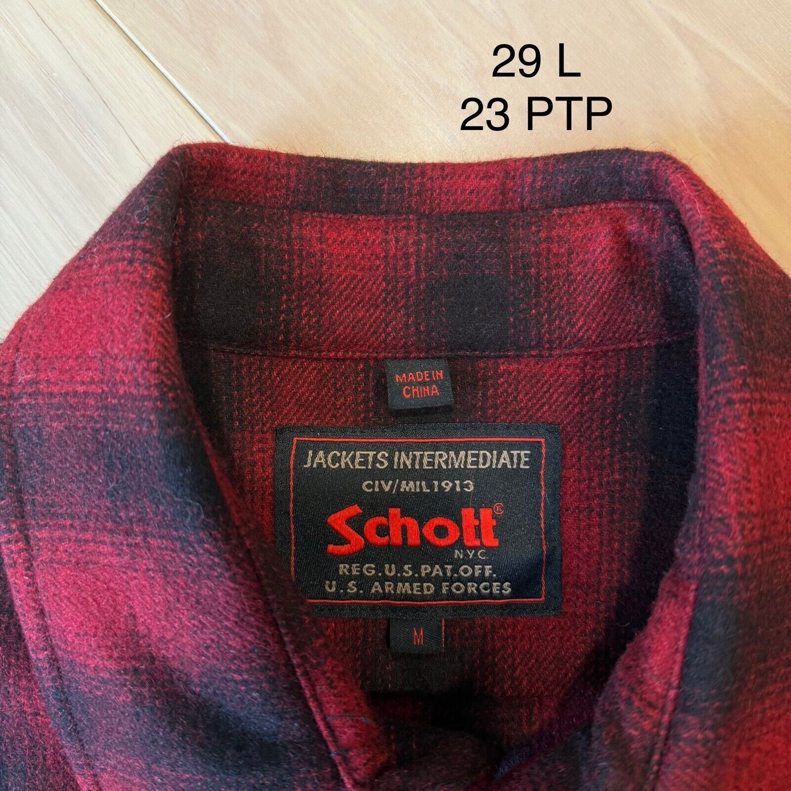 Schott Schott NYC Timber Wool Shirt Medium Red Black Buffalo Plaid Size US M / EU 48-50 / 2 - 9 Thumbnail