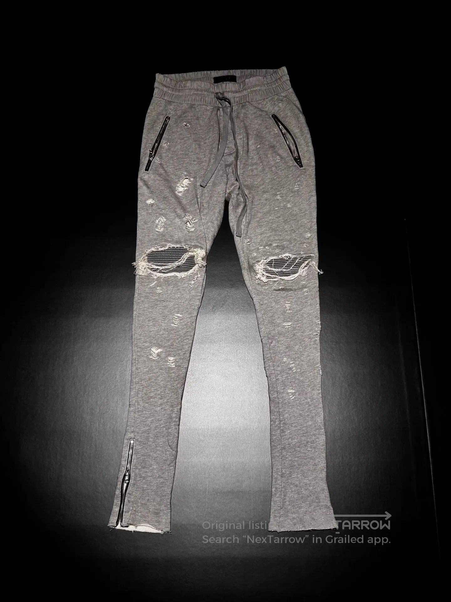 Amiri Amiri Gray Leather Patch Long Sweatpants. Size US 26 / EU 42 - 1 Thumbnail