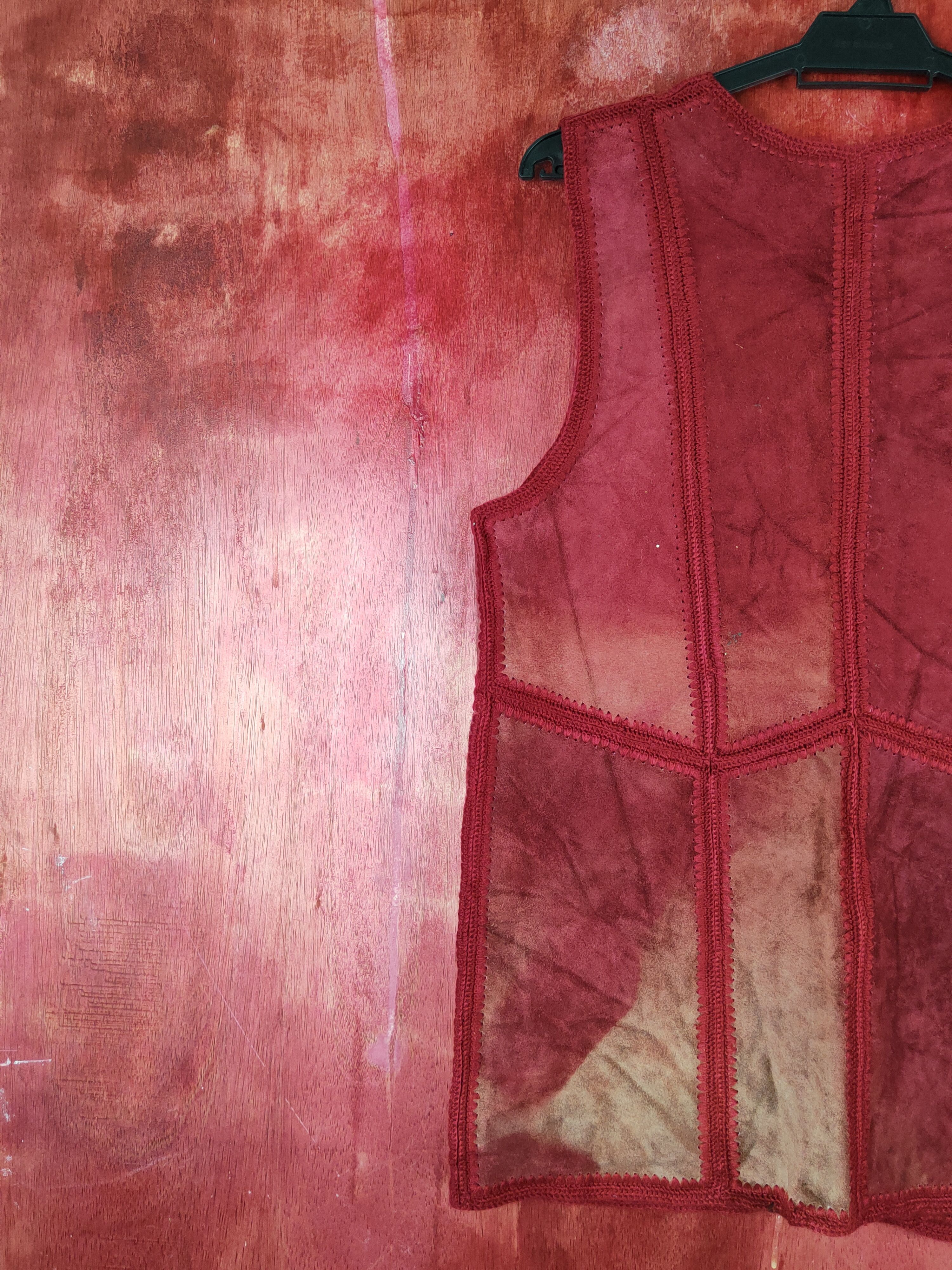 Genuine Leather Japan patchwork faded vintage leather Red Vests #S1362 Size US M / EU 48-50 / 2 - 9 Thumbnail