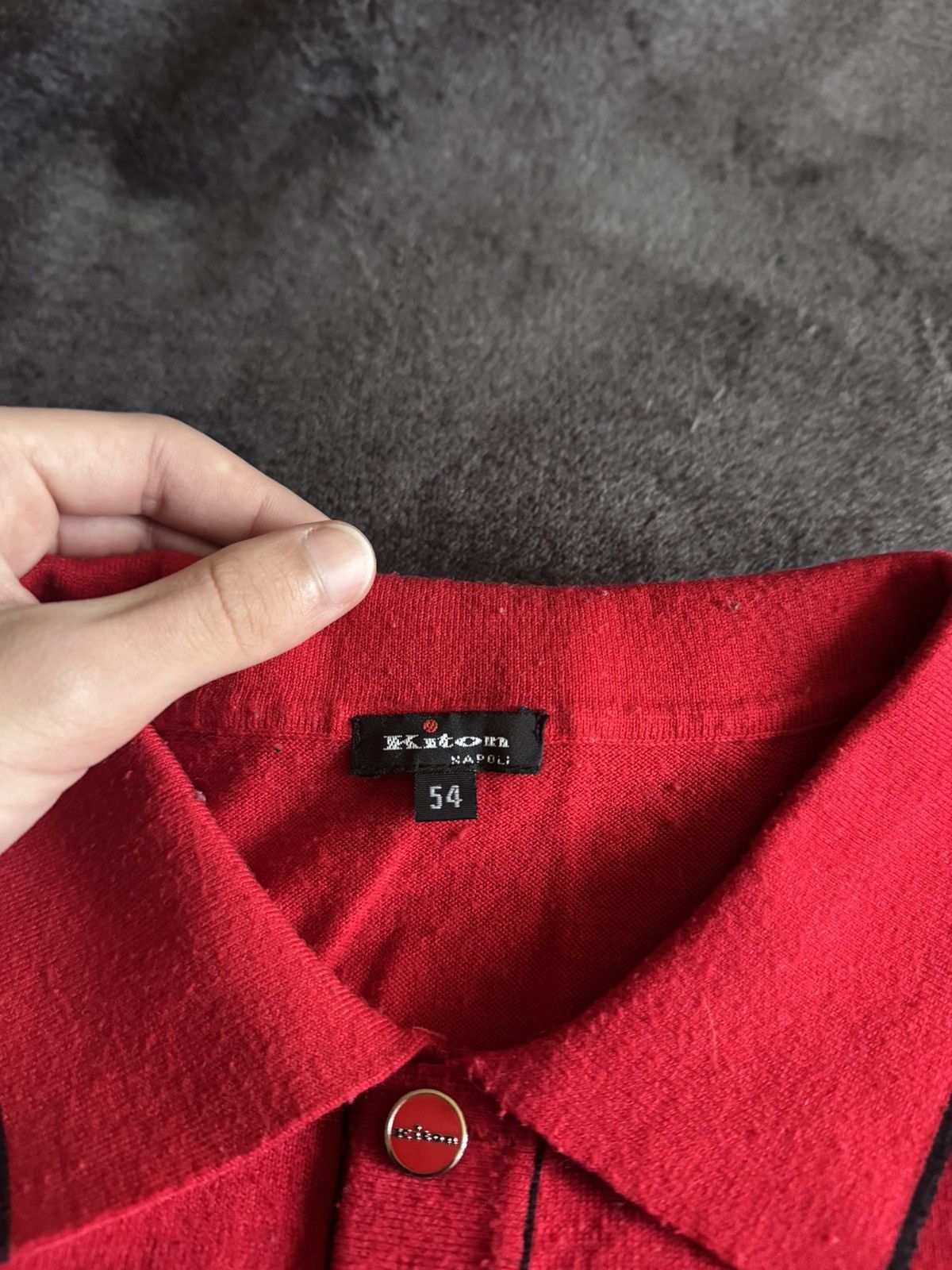 Kiton Kiton mens polo long sleeve wool red Size US XL / EU 56 / 4 - 7 Thumbnail