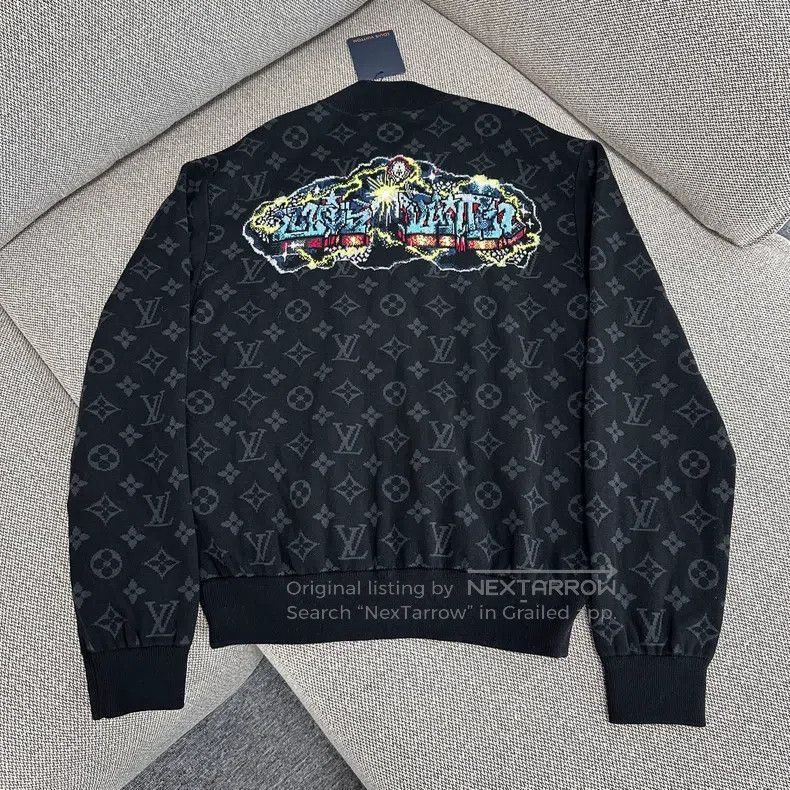 Louis Vuitton Louis Vuitton Black presbyopic full-print knit zip jacket Size US S / EU 44-46 / 1 - 2 Thumbnail