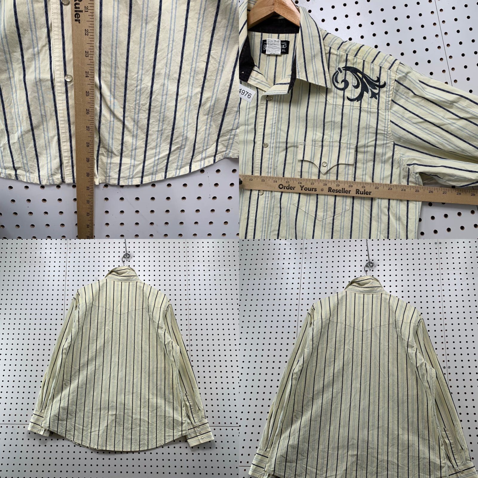 Wrangler VINTAGE Wrangler Snap Shirt Mens XL Beige Striped Western Cowboy Long Sleeve Size US XL / EU 56 / 4 - 8 Thumbnail