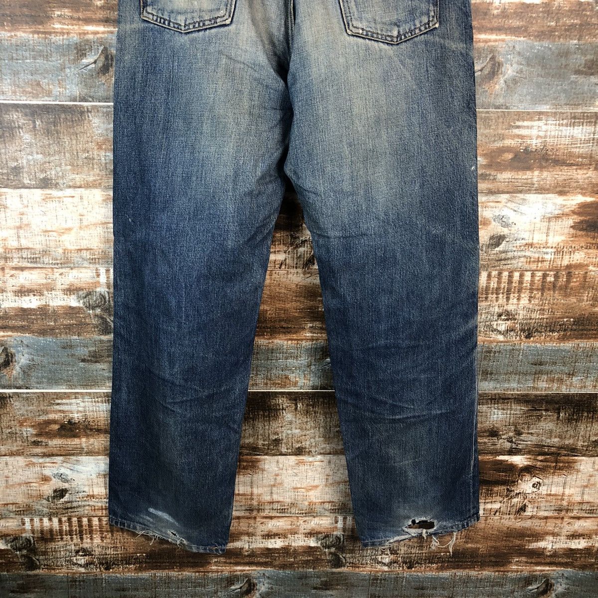 Japanese Brand DL Japan vintage selvedge Blue Distressed Denim Pants #C163 Size US 32 / EU 48 - 16 Thumbnail