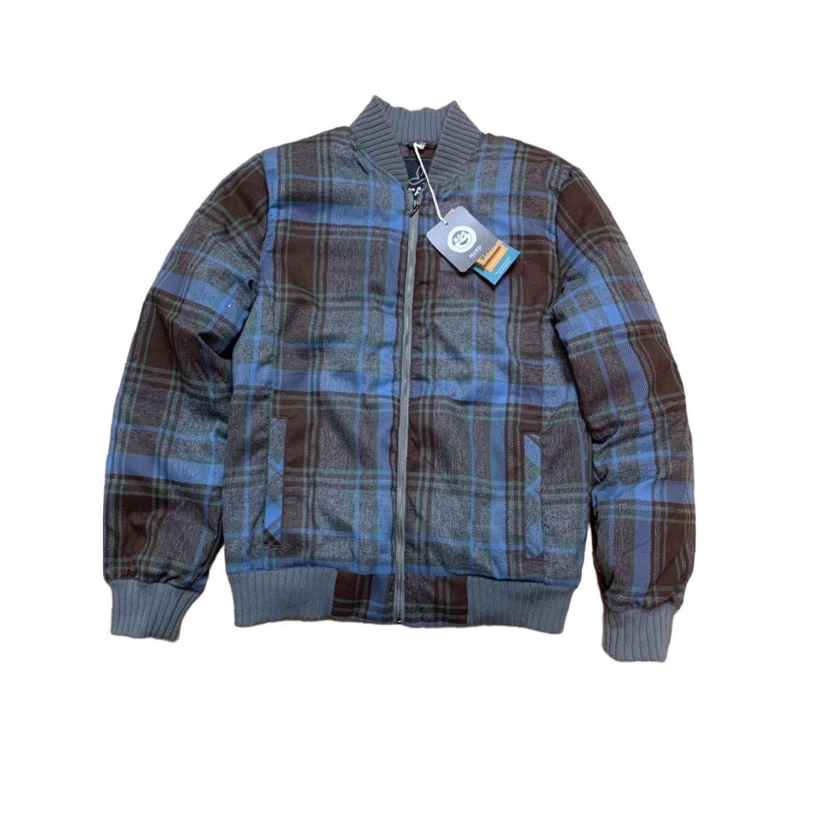 VINTAGE Prana Women's Bomber Jacket Size S Heather Gray Plaid Down