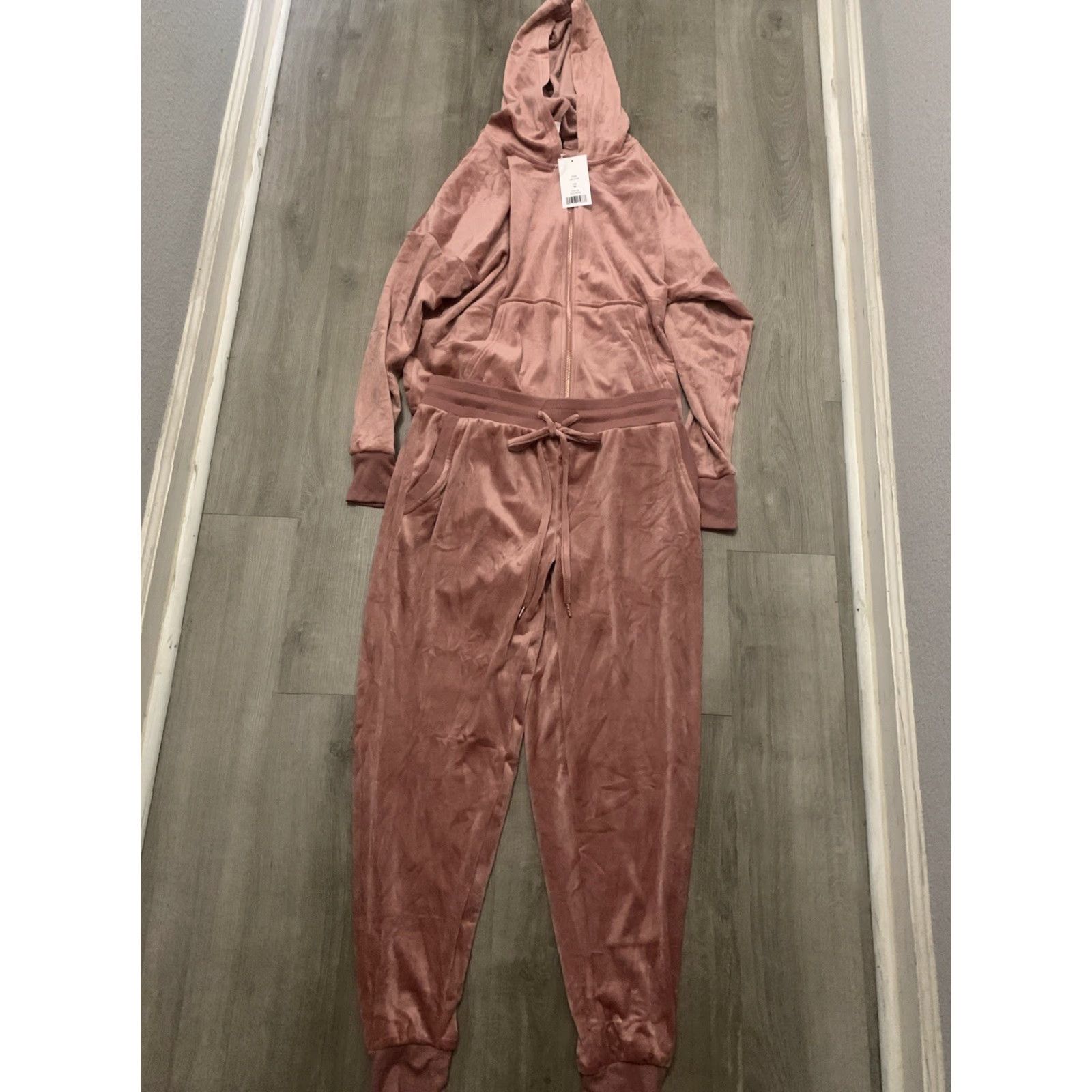 Vintage Felina Lounge Set Hoodie Jogger Velour Pink Ash Rose 2 Piece M Women Size M / US 6-8 / IT 42-44 - 2 Thumbnail