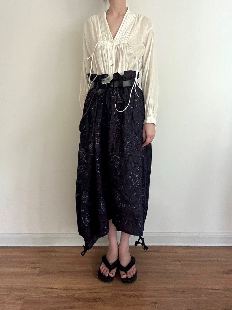 Y's Y's size 3 Flower bud waist gilded printed long skirt Size 24" / US 00 / IT 34 - 2 Thumbnail