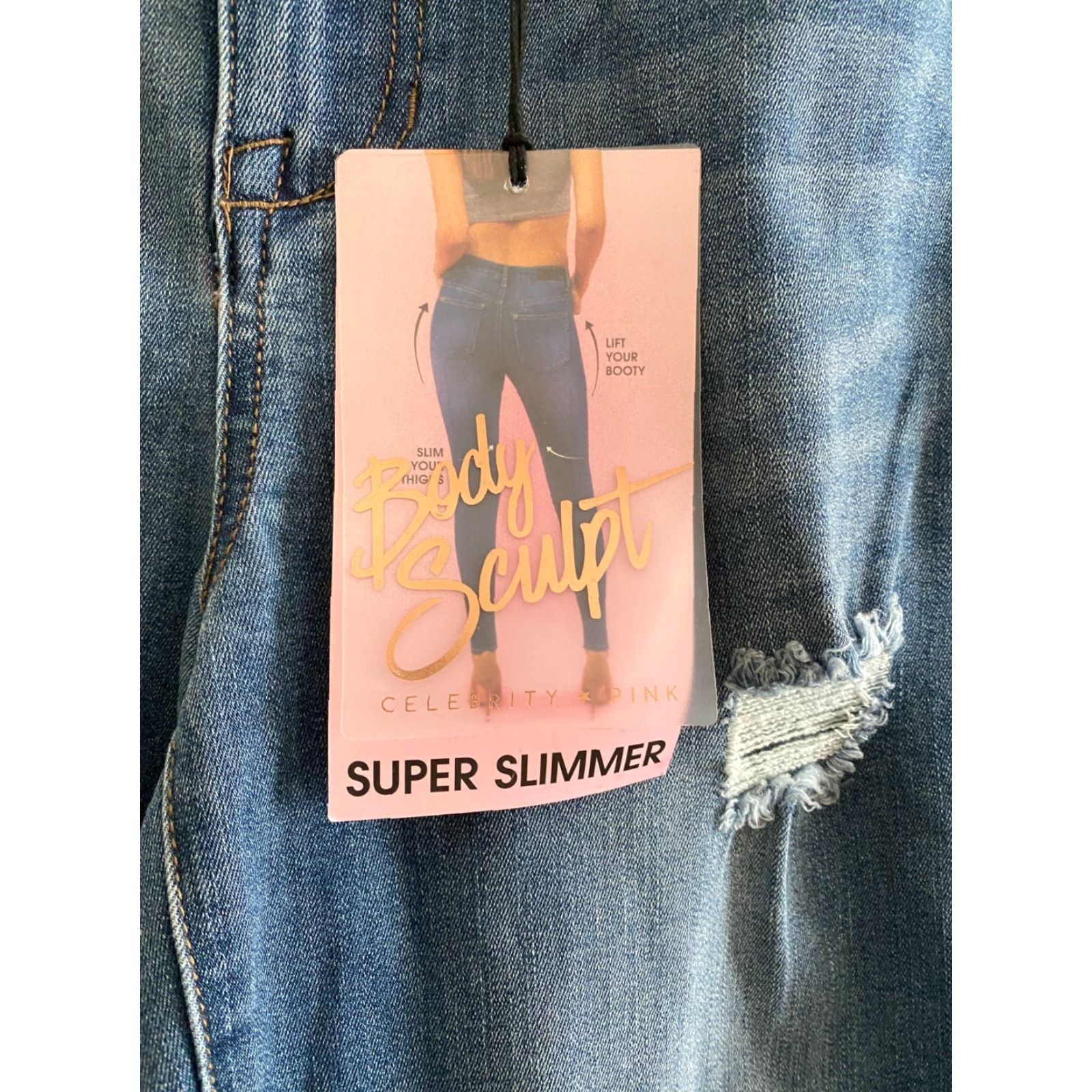 Vintage Celebrity Pink Mid-Rise Skinny Jeans / Size 7/28 / Body Sculp / Jeans / Women / Blue / Regular / 30in. Inseam Size 28" / US 6 / IT 42 - 2 Thumbnail