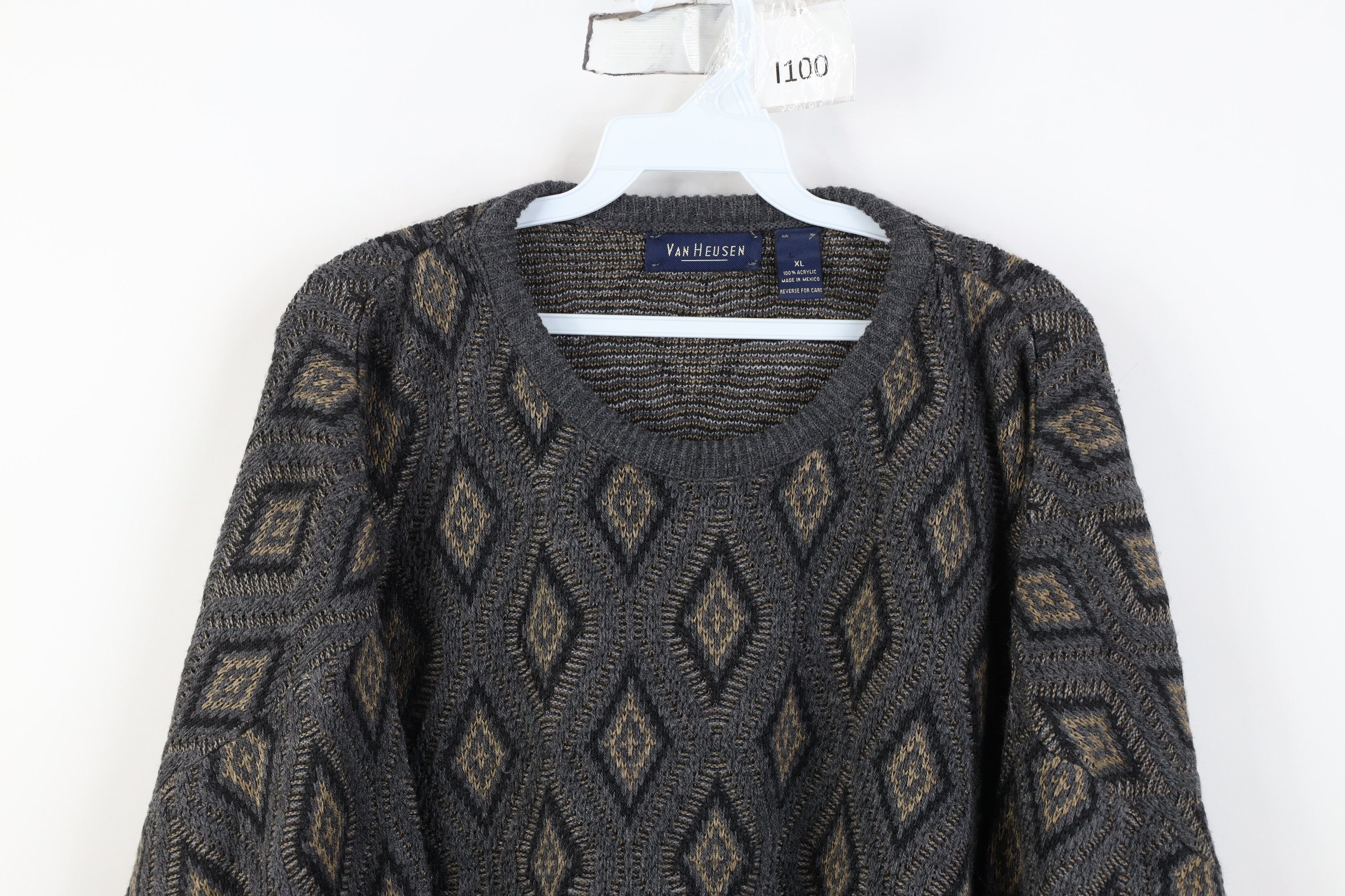 Vintage Vintage 90s Streetwear Geometric Knit Crewneck Sweater Size US XL / EU 56 / 4 - 2 Thumbnail