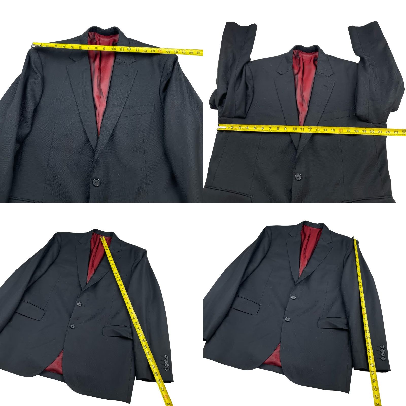 Vintage Elevee Men's Blazer Jacket 44R 100% Wool 2-Button Black Bespoke Size 44R - 8 Thumbnail