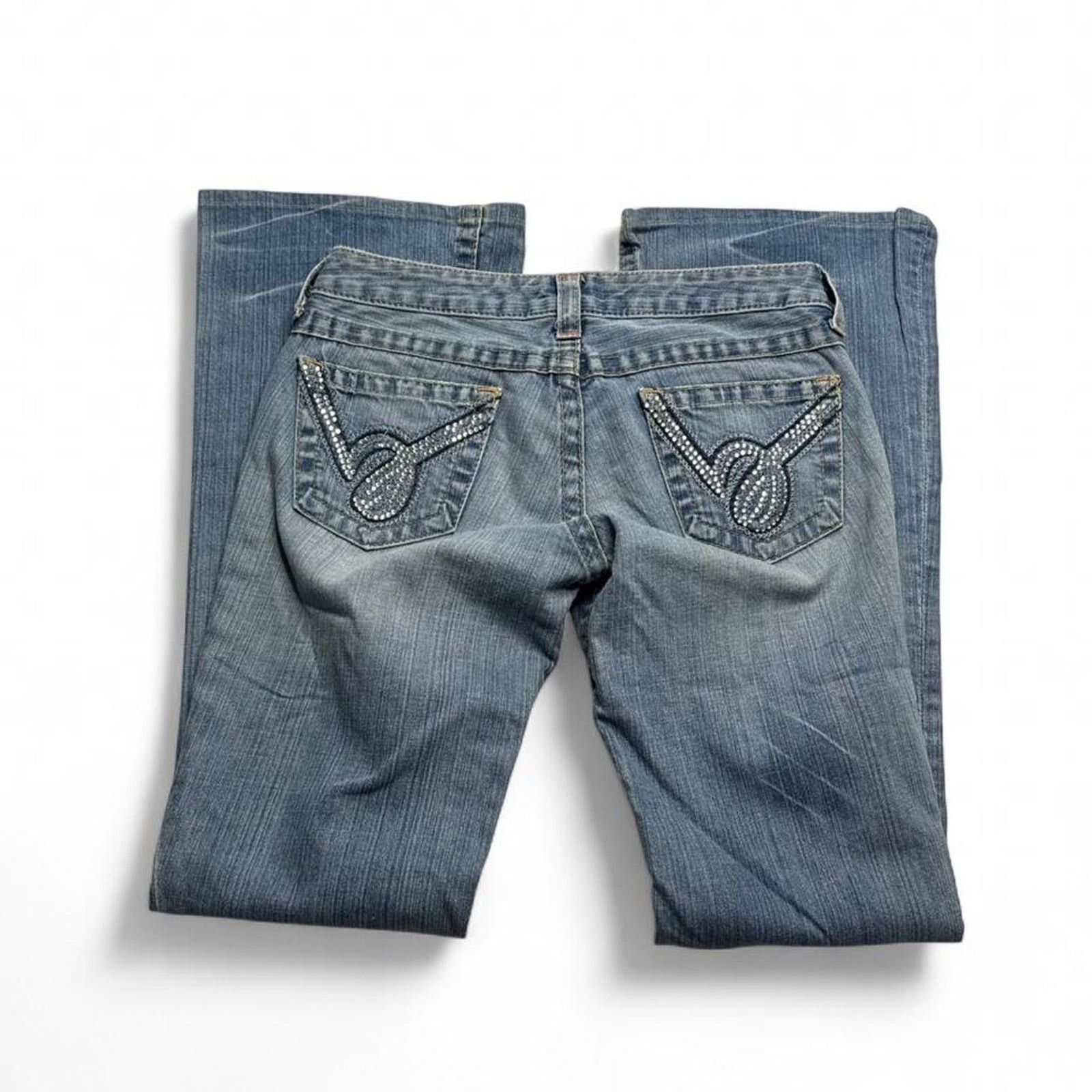Bebe Bebe 2000s Low rise flare jeans blue wash Mcbling size 28 Size 28" / US 6 / IT 42 - 5 Thumbnail