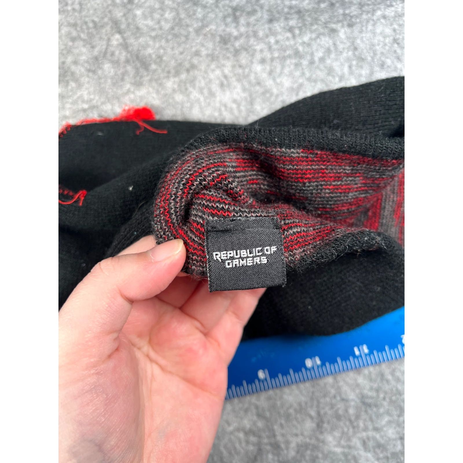 Vintage VINTAGE Republic of Gamers Beanie Toque Adult One Size Gray Red Black Knit 100% Acrylic Size ONE SIZE - 5 Thumbnail