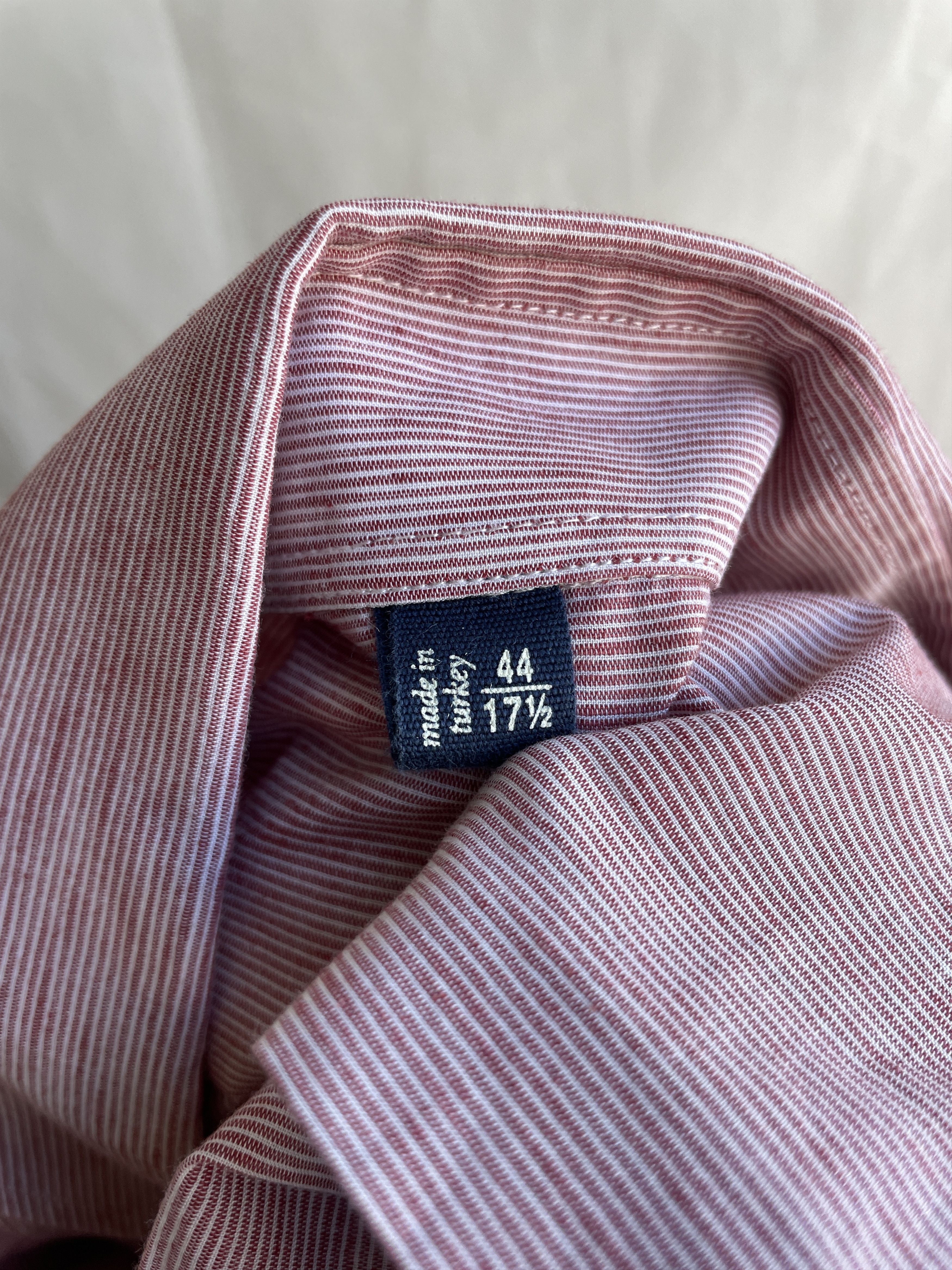 Suitsupply Suitsupply Pinstripe Pink Slim Fit Spread Collar Dress Shirt Size 44R - 8 Thumbnail