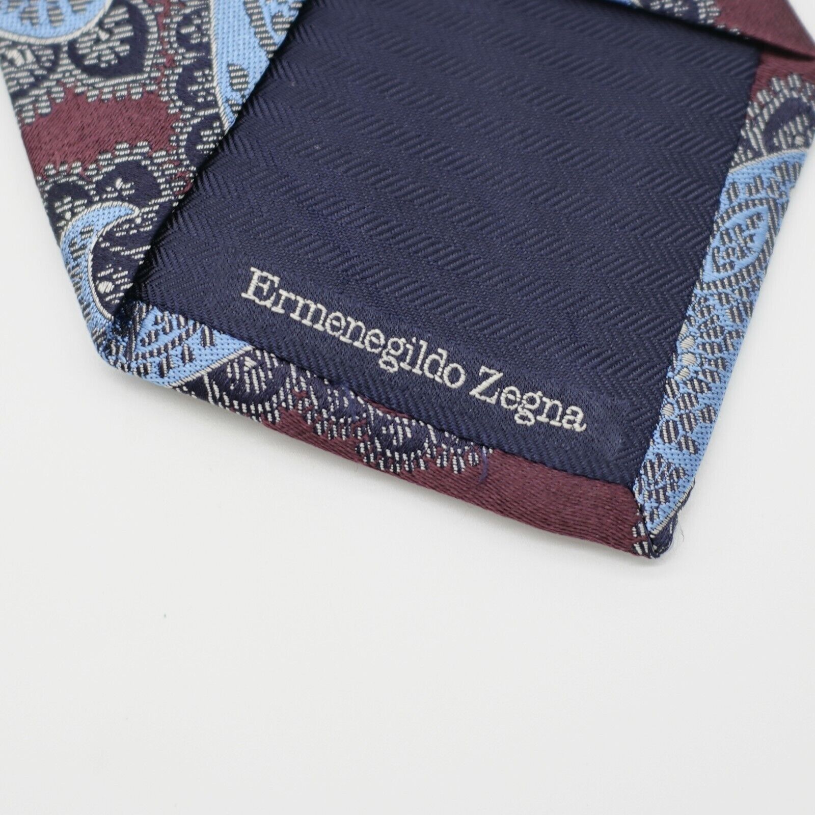 Ermenegildo Zegna Ermenegildo Zegna Maroon Red Light Blue Woven Paisley Silk T Size ONE SIZE - 3 Thumbnail