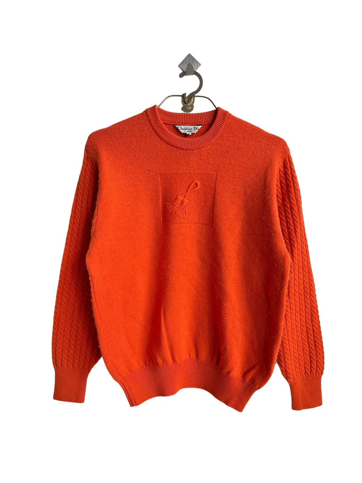 Christian Dior Monsieur 1980s Christian Dior 🇮🇹 Orange Hybrid Knit Sleeve Sweater Size US M / EU 48-50 / 2 - 4 Thumbnail