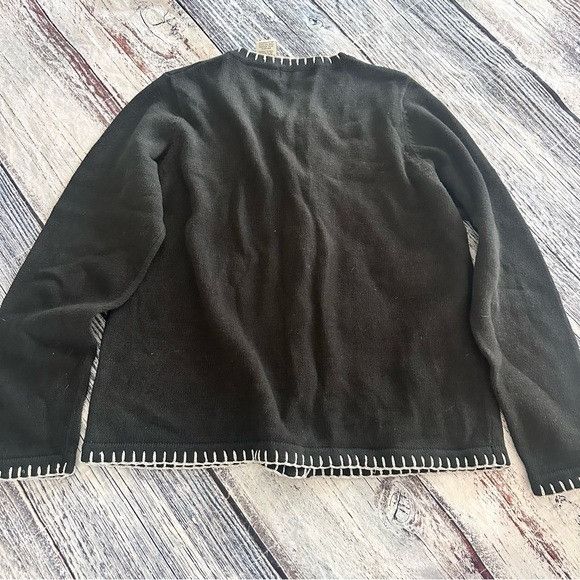 Other Vintage White Stag Beaded Black Festive Cardigan Sweater Size L / US 10 / IT 46 - 3 Thumbnail