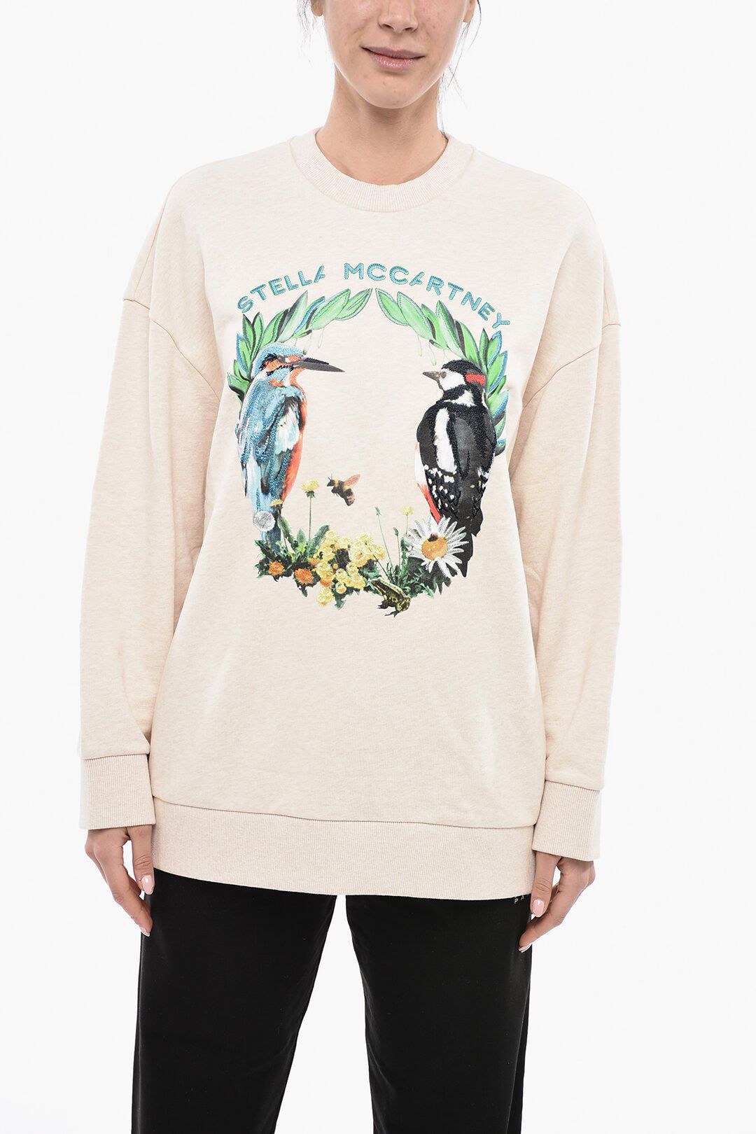 Stella McCartney og1mm0824 Crew Neck Cotton Sweatshirt in Light Pink Size M / US 6-8 / IT 42-44 - 1 Thumbnail