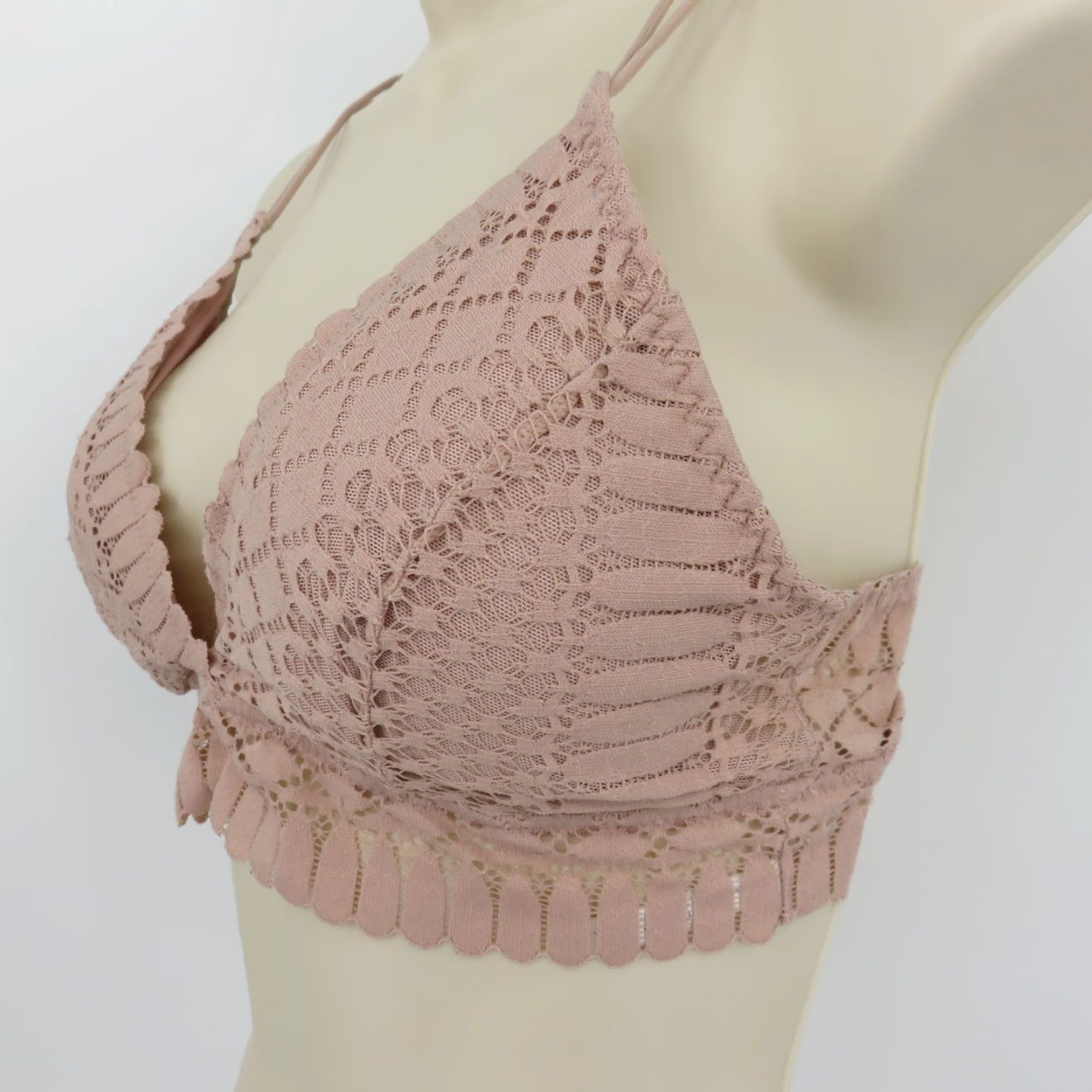 Vintage Anemone Bra Women M Pink Lace Wireless Lined Bralette Nylon Blend Size ONE SIZE - 5 Thumbnail