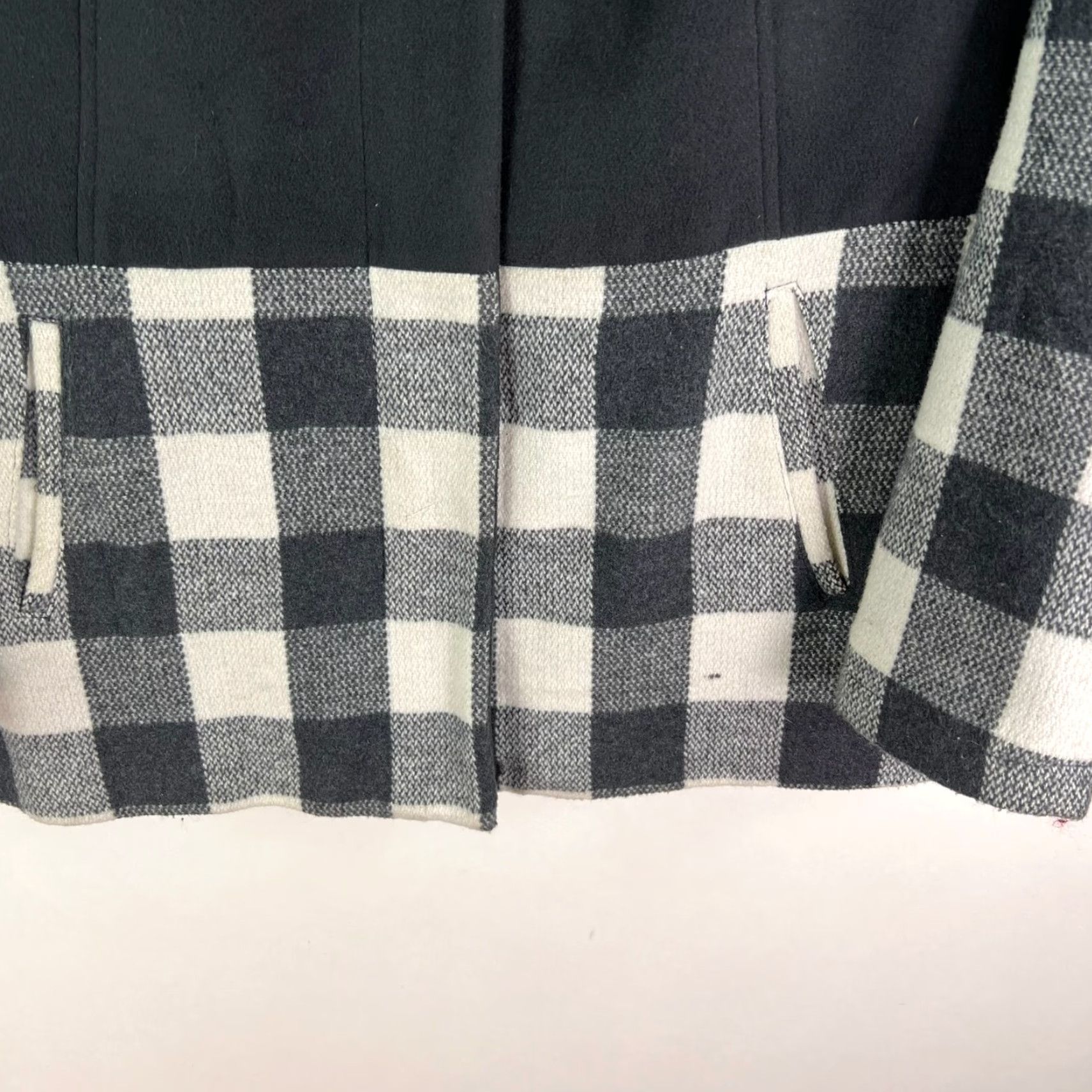 Vintage Celebrity Pink Jacket Women L Black/Gray Checkered Faux Fur Hood Detachable Hooded Softshell Mid-Length Zip Parka Regular Fit Size L / US 10 / IT 46 - 4 Thumbnail