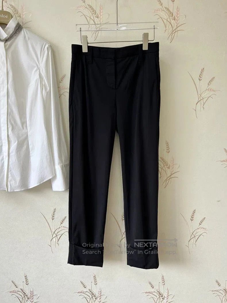 Brunello Cucinelli Brunello Cucinelli Black Wool Beaded Chain Pants. Size US 40 / EU 56 - 1 Thumbnail