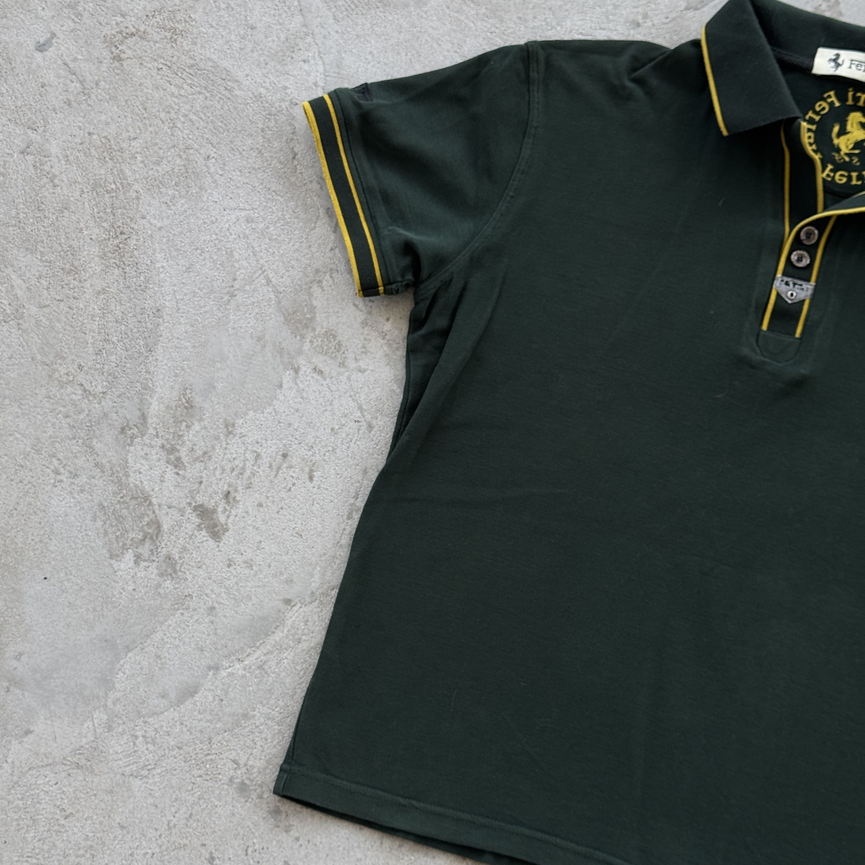 Ferrari Ferrari Dark Green Polo Shirt Yellow Tipped Shield Logo Size US M / EU 48-50 / 2 - 3 Thumbnail